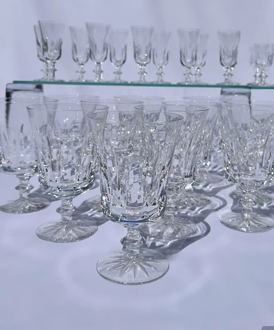 Large Set of 45 Signed Orrefors Sweden Crystal Glass Drinkware Stemware 11 Service Settings Goblet W - 11