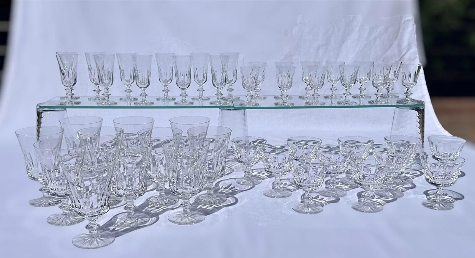 Large Set of 45 Signed Orrefors Sweden Crystal Glass Drinkware Stemware 11 Service Settings Goblet W - 12