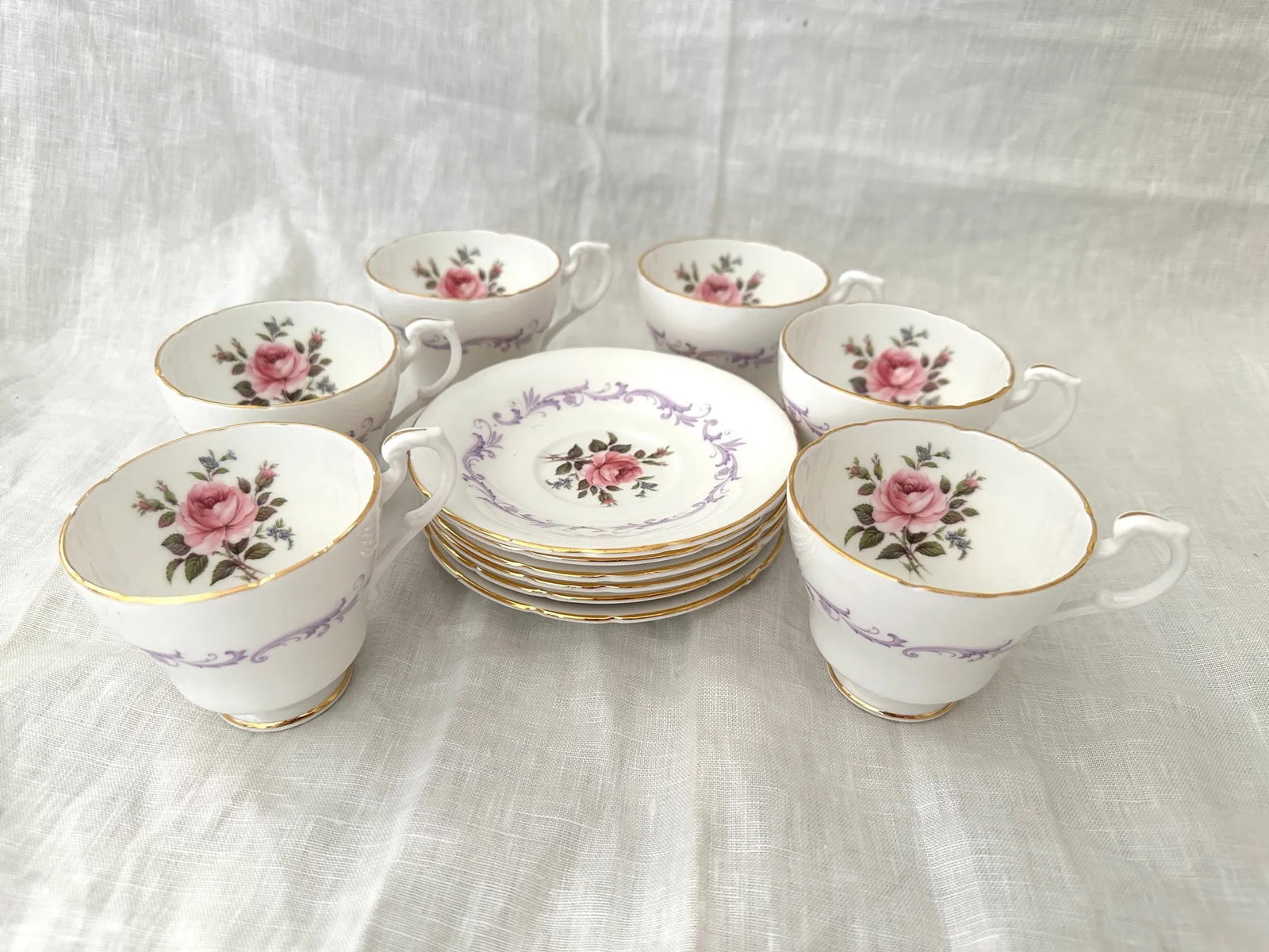 Vintage Paragon Fine Bone China Cup/Saucer Set- 12 Pieces - 5