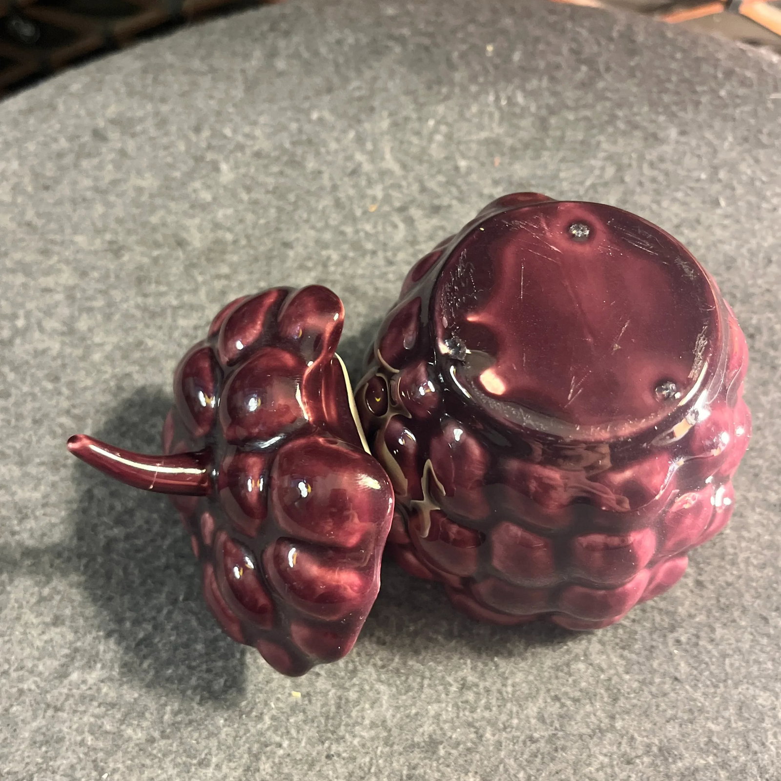 Vintage Majolica Style Grape Themed Ceramic Pitcher & Lidded Sugar Jar- Set of 2 - 10