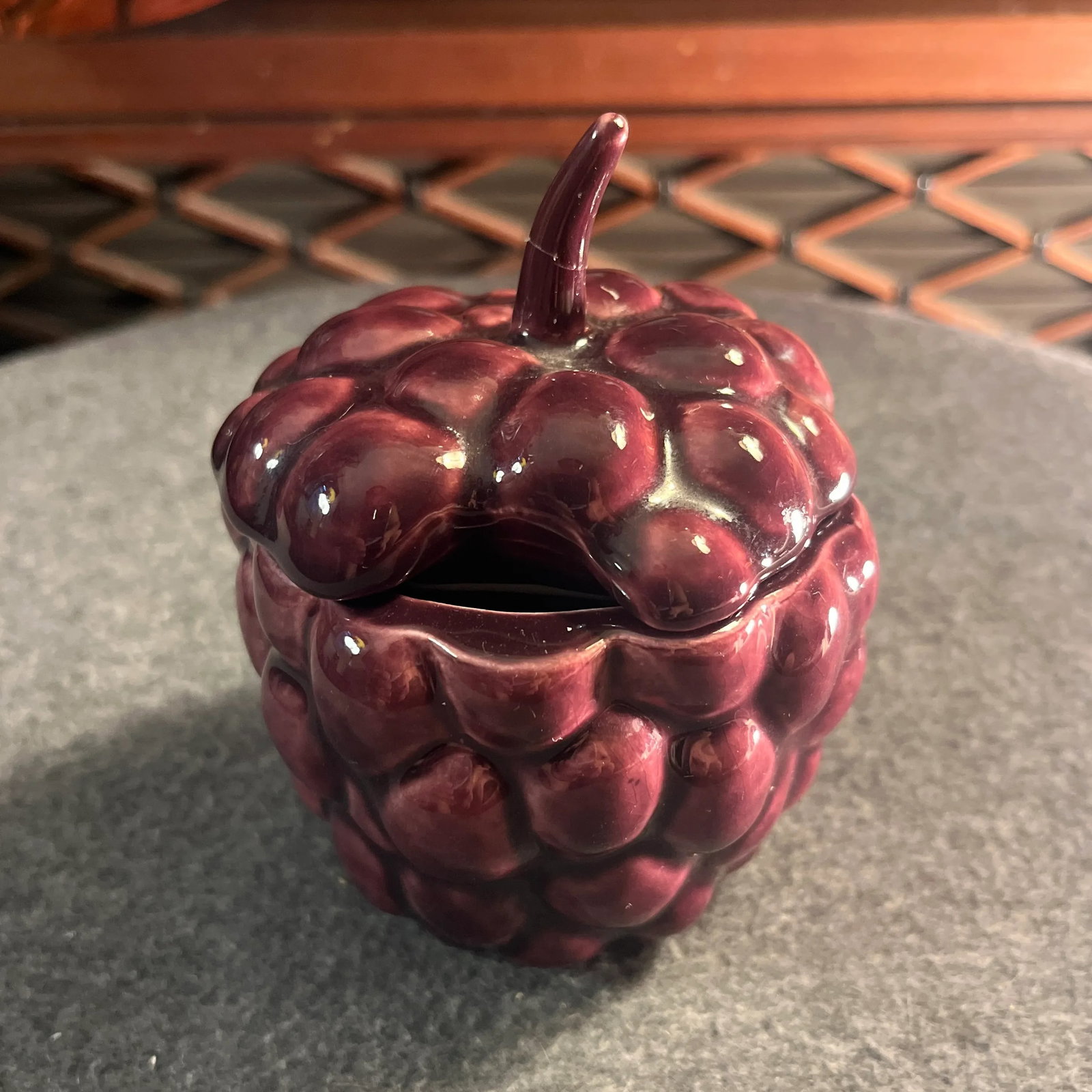 Vintage Majolica Style Grape Themed Ceramic Pitcher & Lidded Sugar Jar- Set of 2 - 8