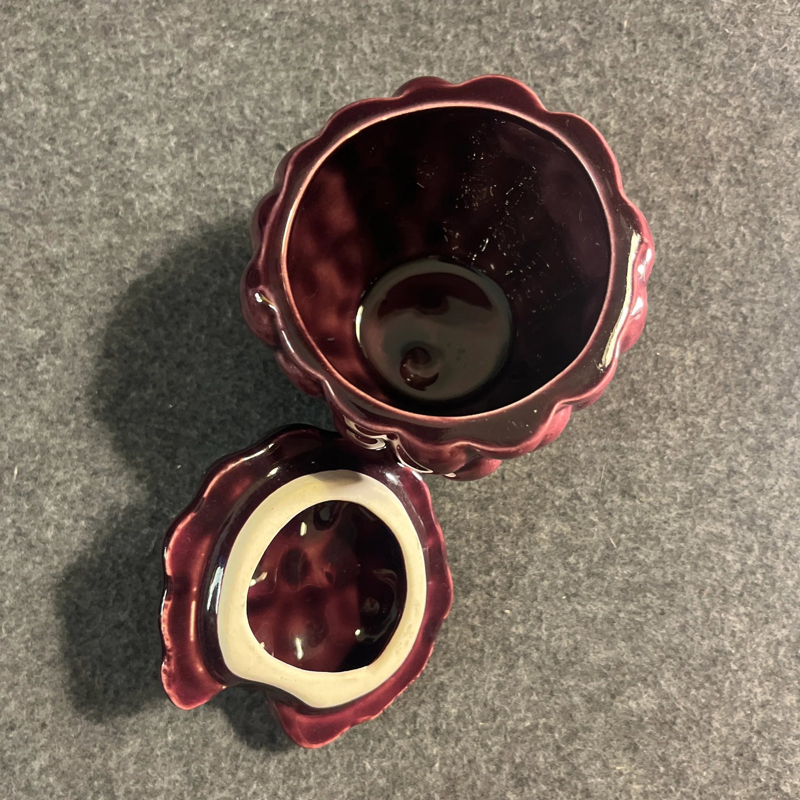 Vintage Majolica Style Grape Themed Ceramic Pitcher & Lidded Sugar Jar- Set of 2 - 9