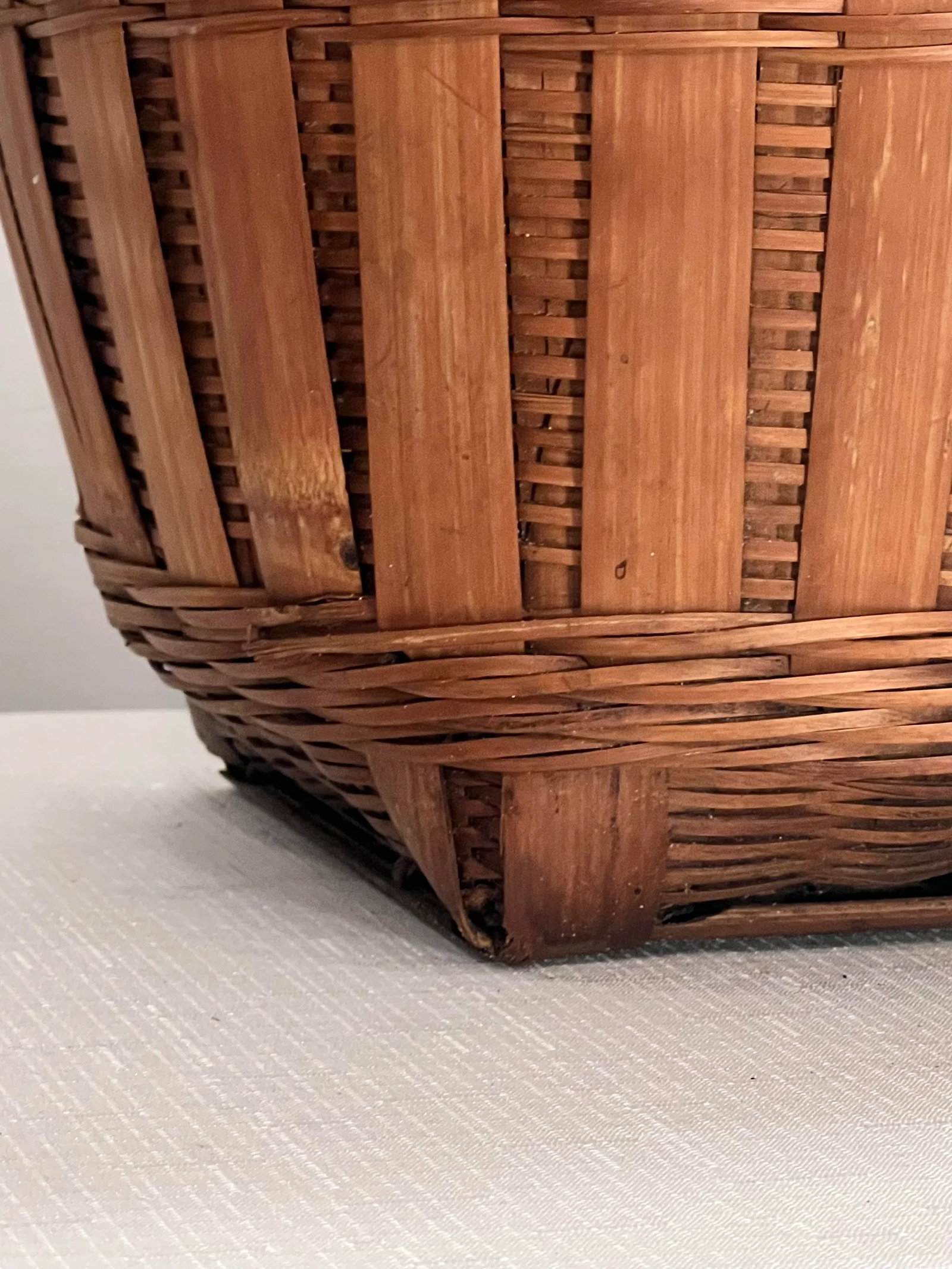 Vintage Palm Beach Coastal Tortoise Bamboo and Rattan Wastebasket - 3