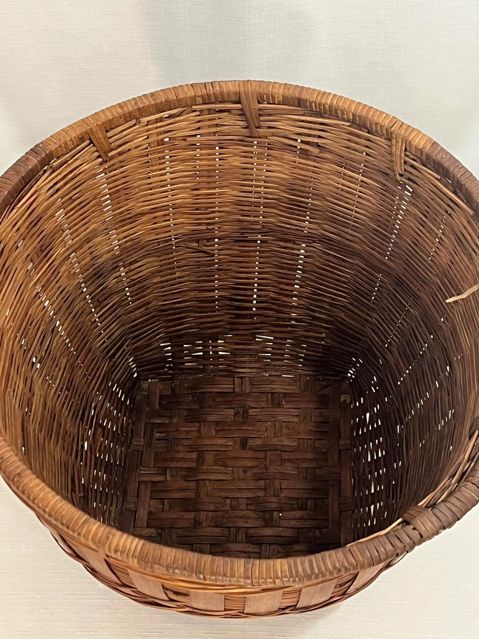 Vintage Palm Beach Coastal Tortoise Bamboo and Rattan Wastebasket - 6