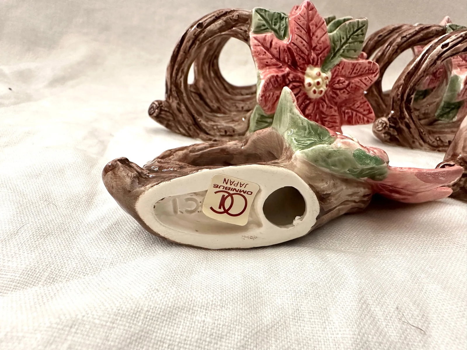 Fitz and Floyd Poinsettia Napkin Rings-A Set - 4