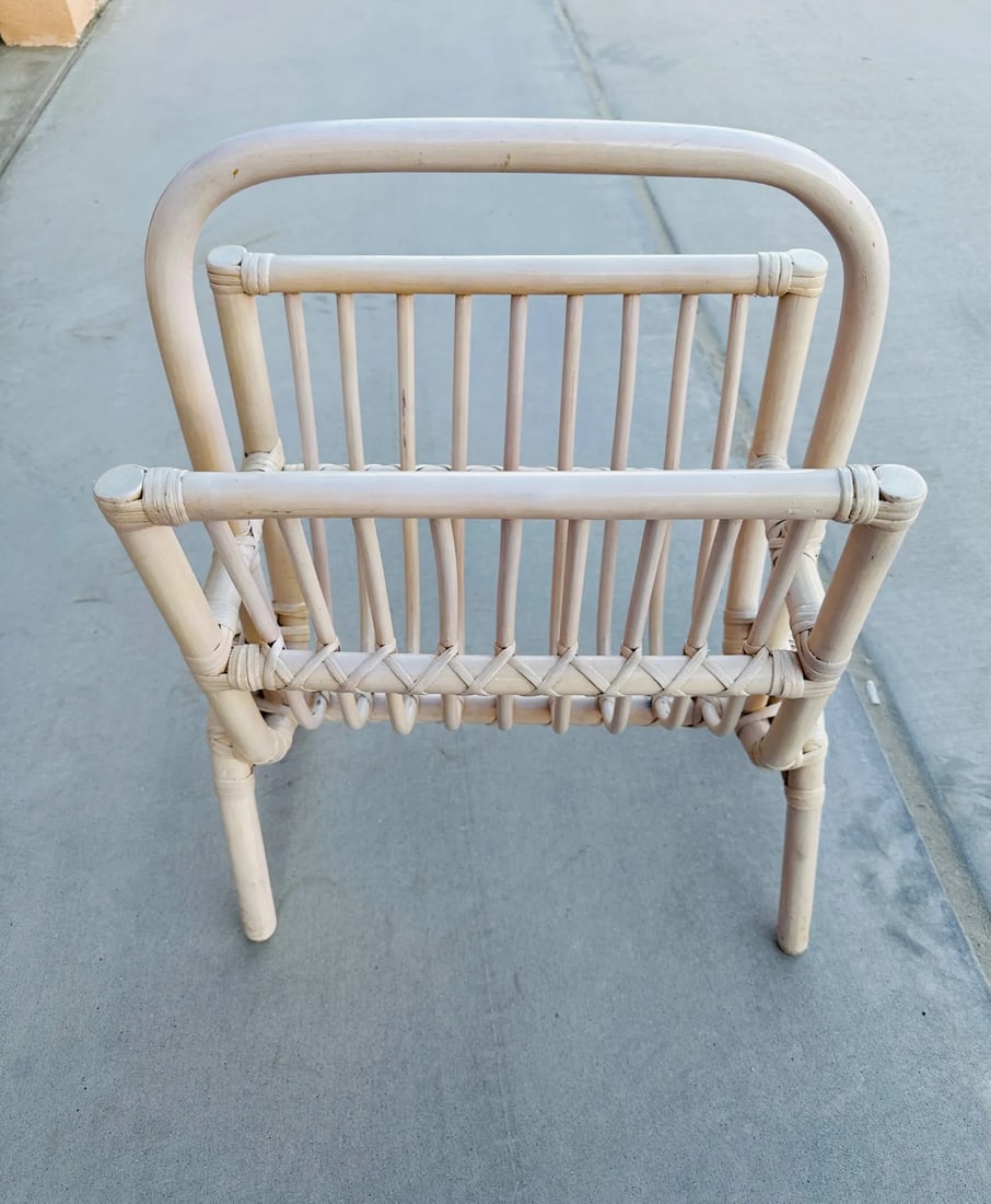 Vintage Blonde Bamboo Magazine Rack - 2