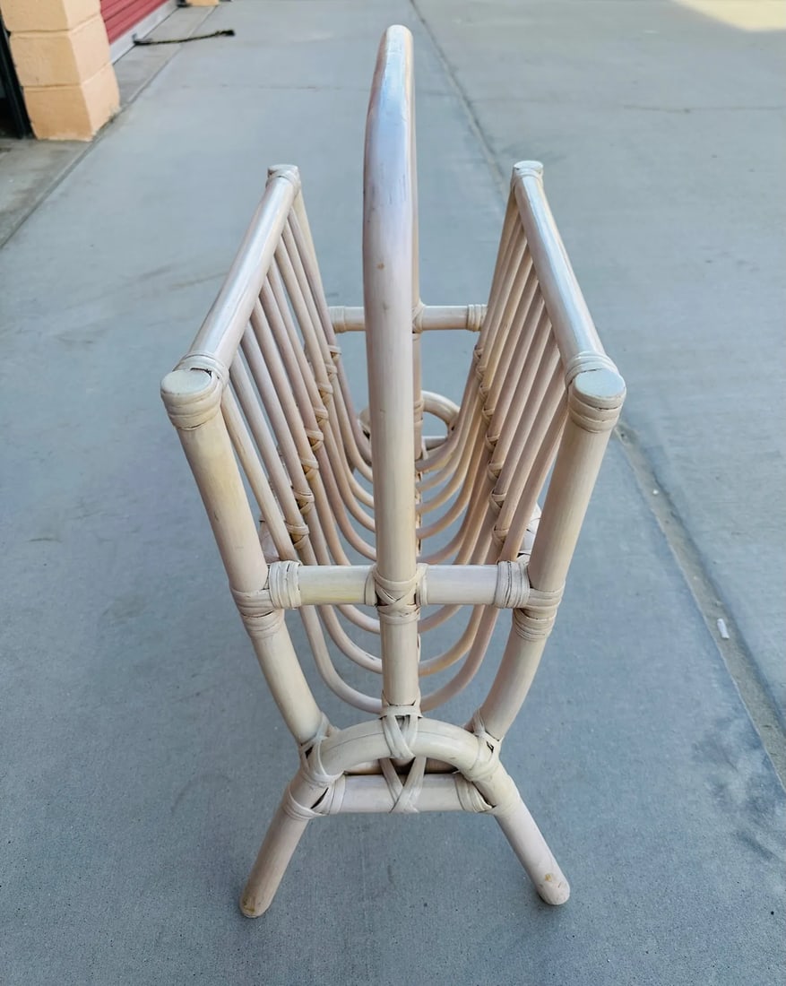 Vintage Blonde Bamboo Magazine Rack - 3