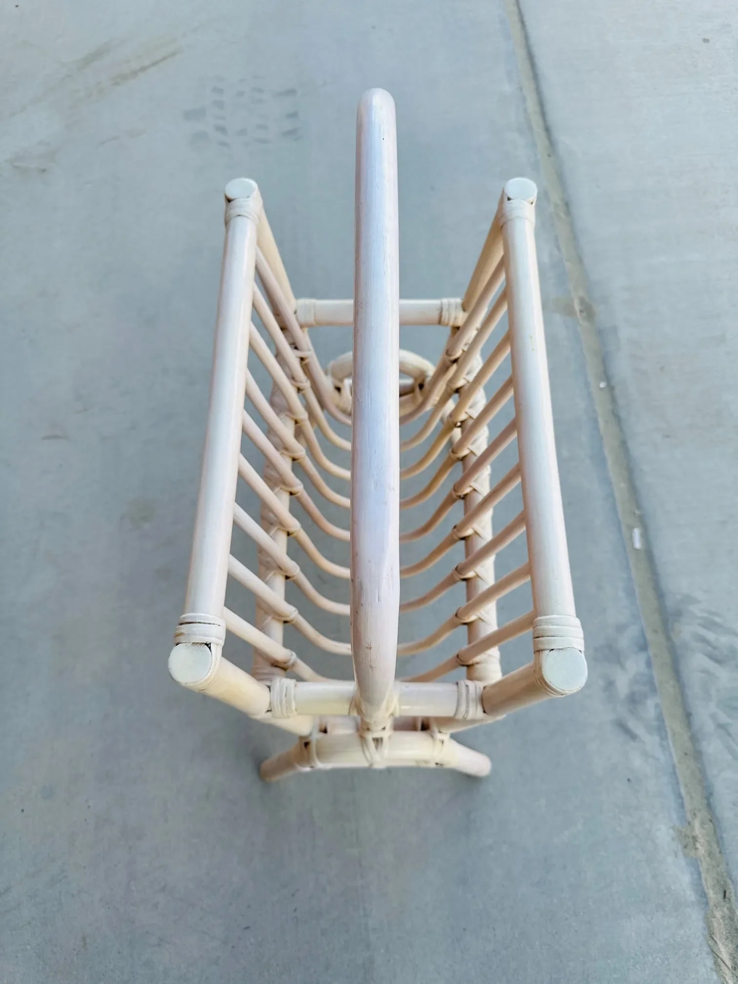 Vintage Blonde Bamboo Magazine Rack - 4