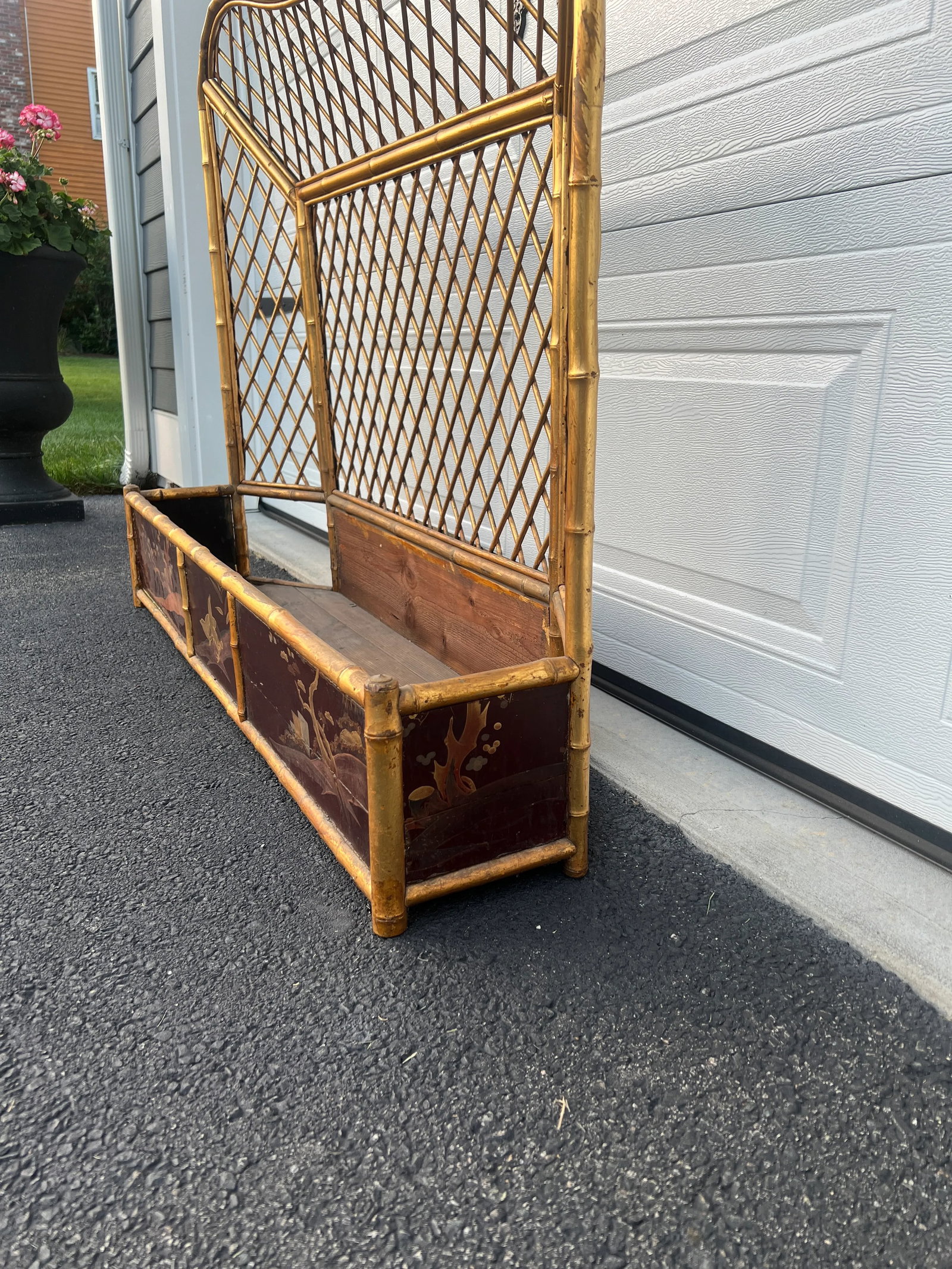 Fine & Unusual 19th Century Chinoiserie Decorated Gilt Bamboo Fire Screen - 3
