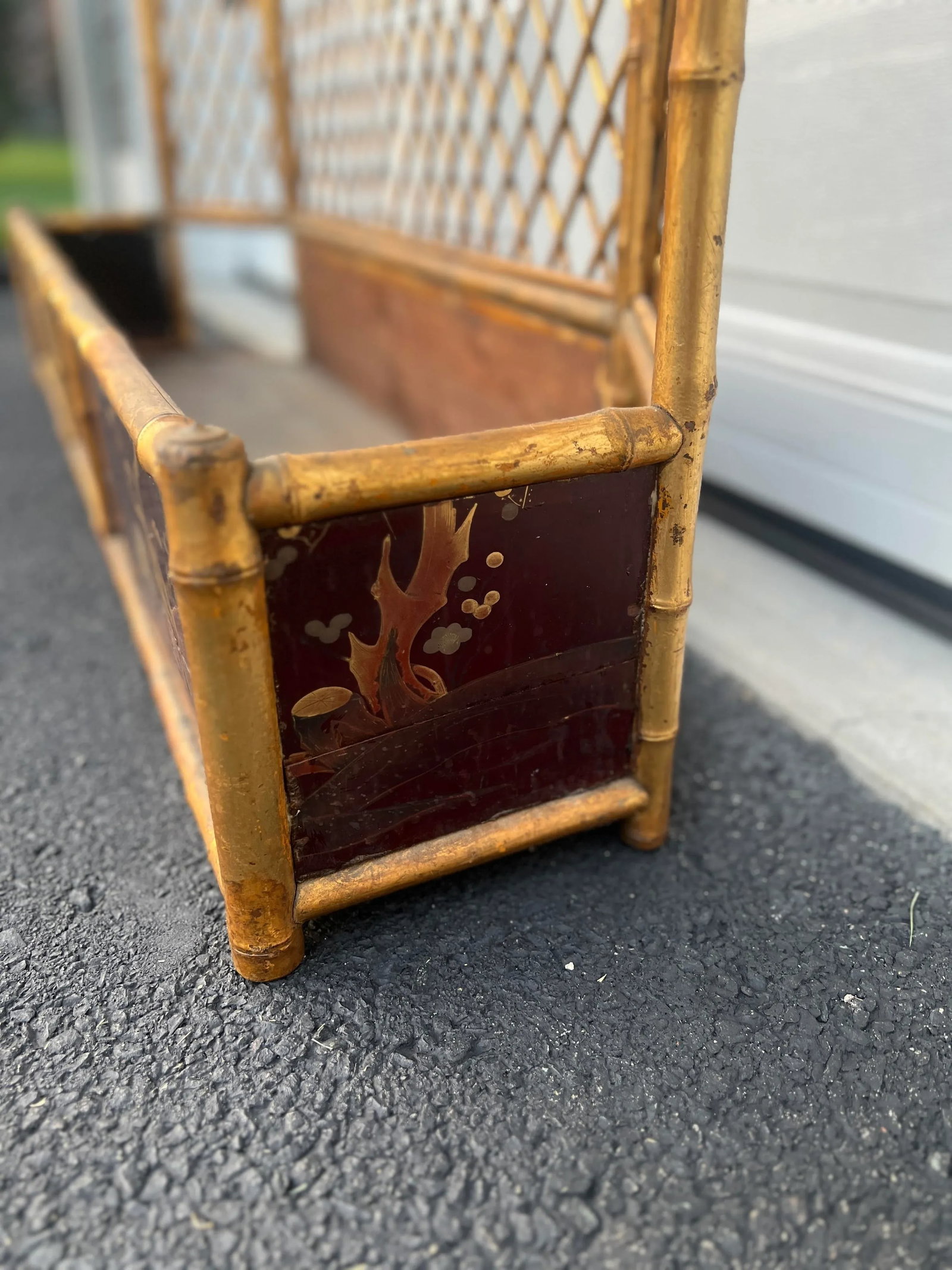 Fine & Unusual 19th Century Chinoiserie Decorated Gilt Bamboo Fire Screen - 4