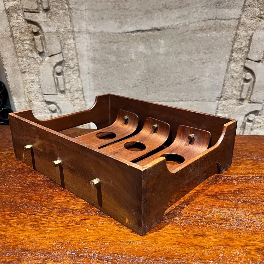 1950s Wood Cup Holder Drink Caddy Style Nakashima - 6