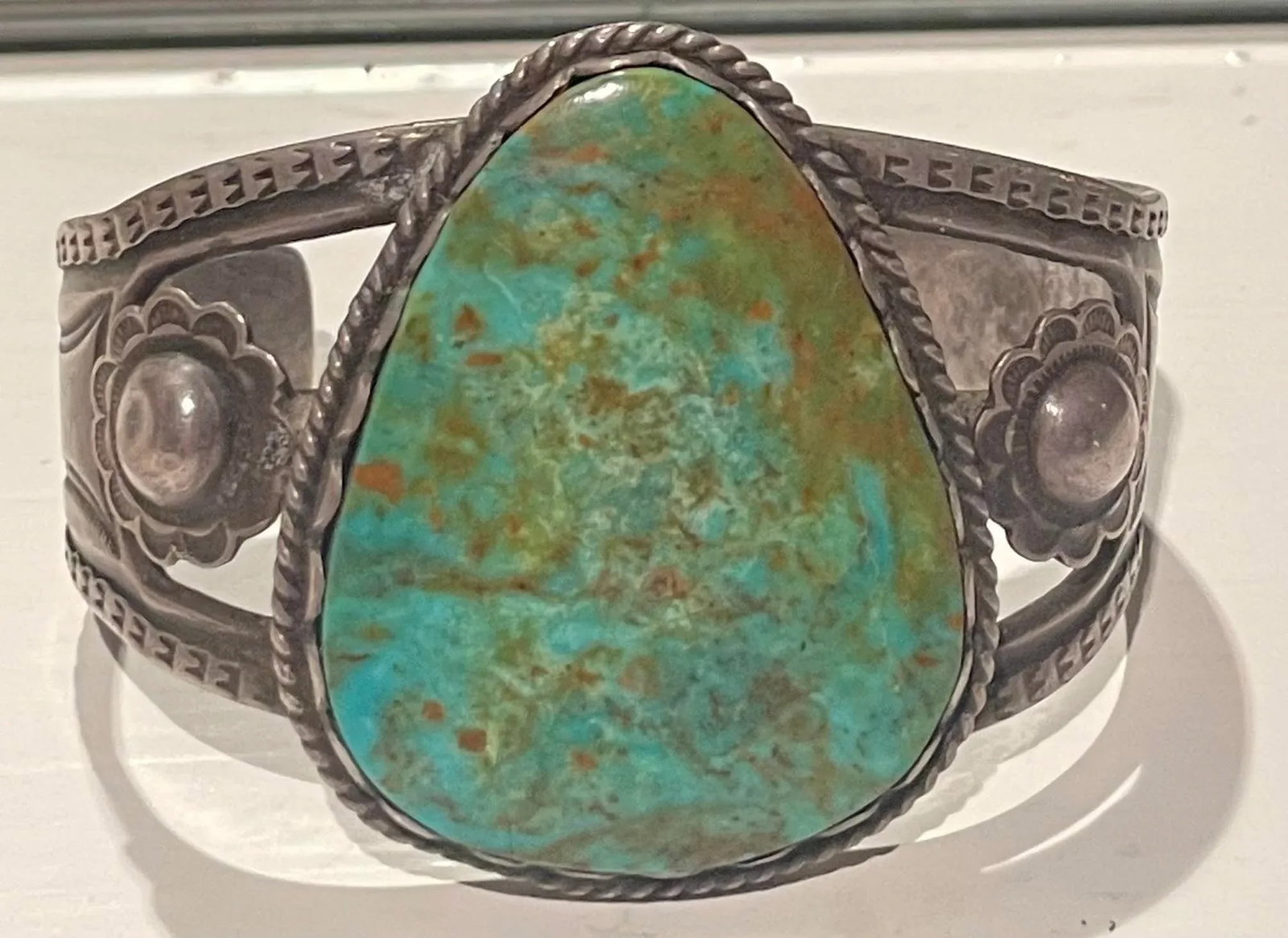 Old Pawn Silver and Turquoise Bracelet/Cuff - 10