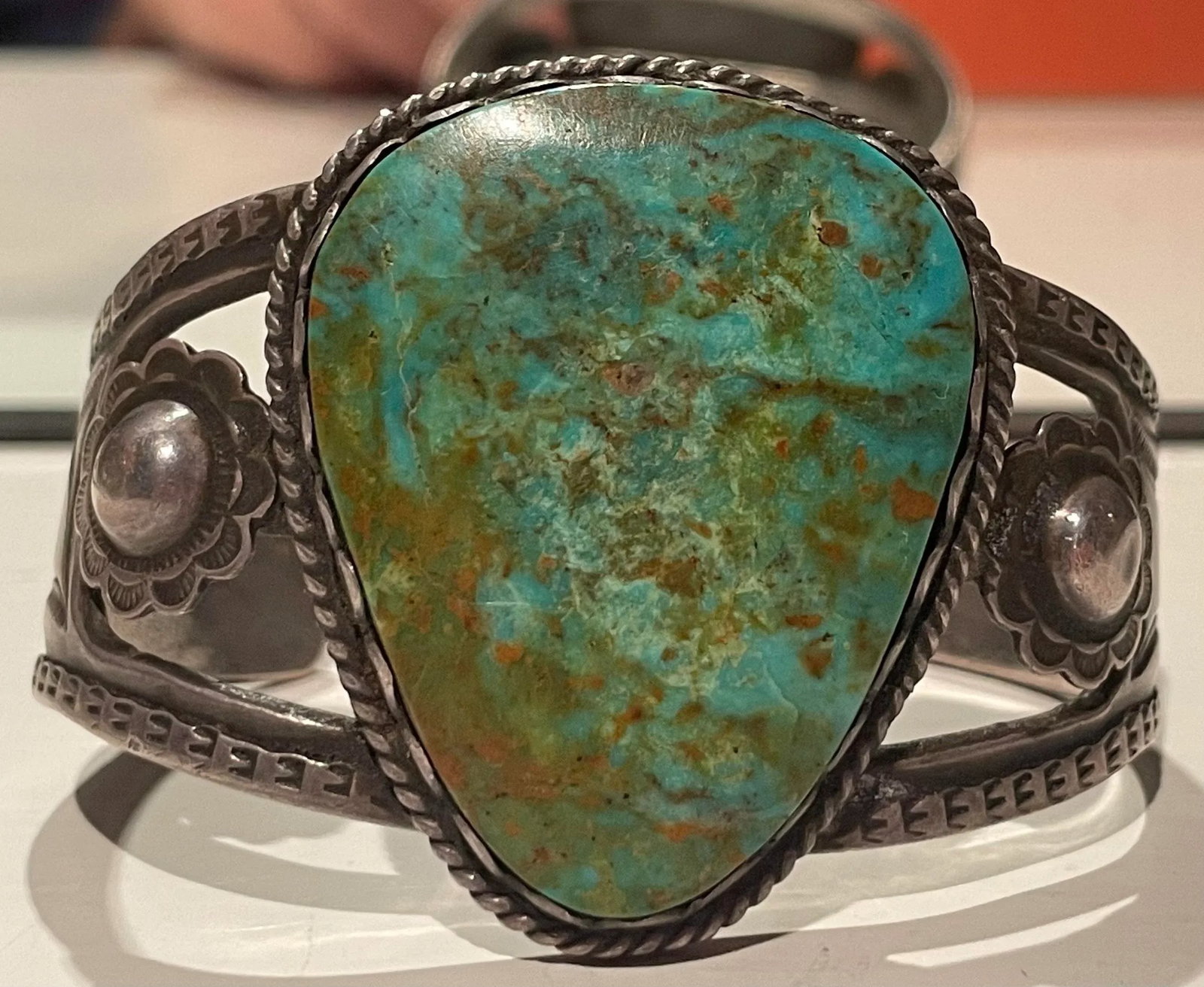Old Pawn Silver and Turquoise Bracelet/Cuff - 2