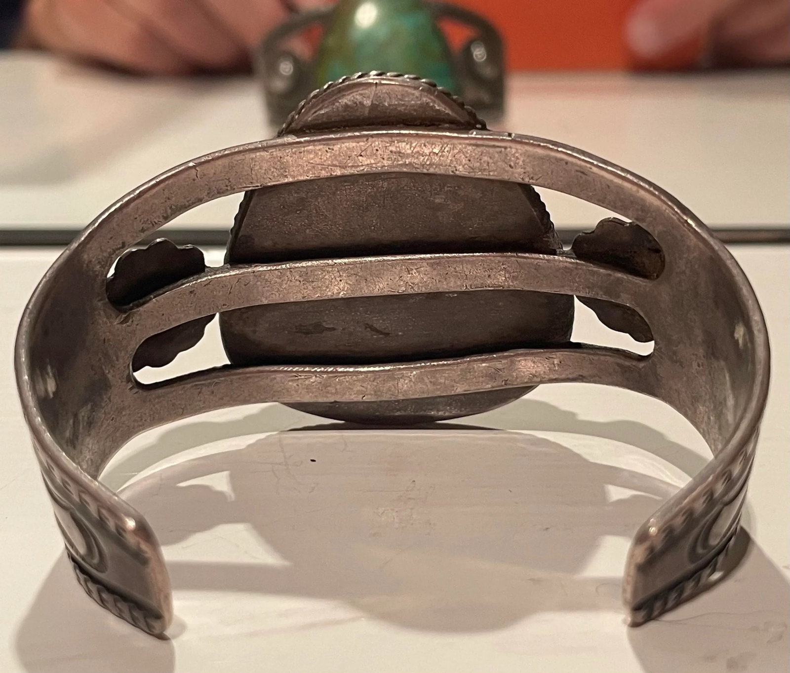 Old Pawn Silver and Turquoise Bracelet/Cuff - 4