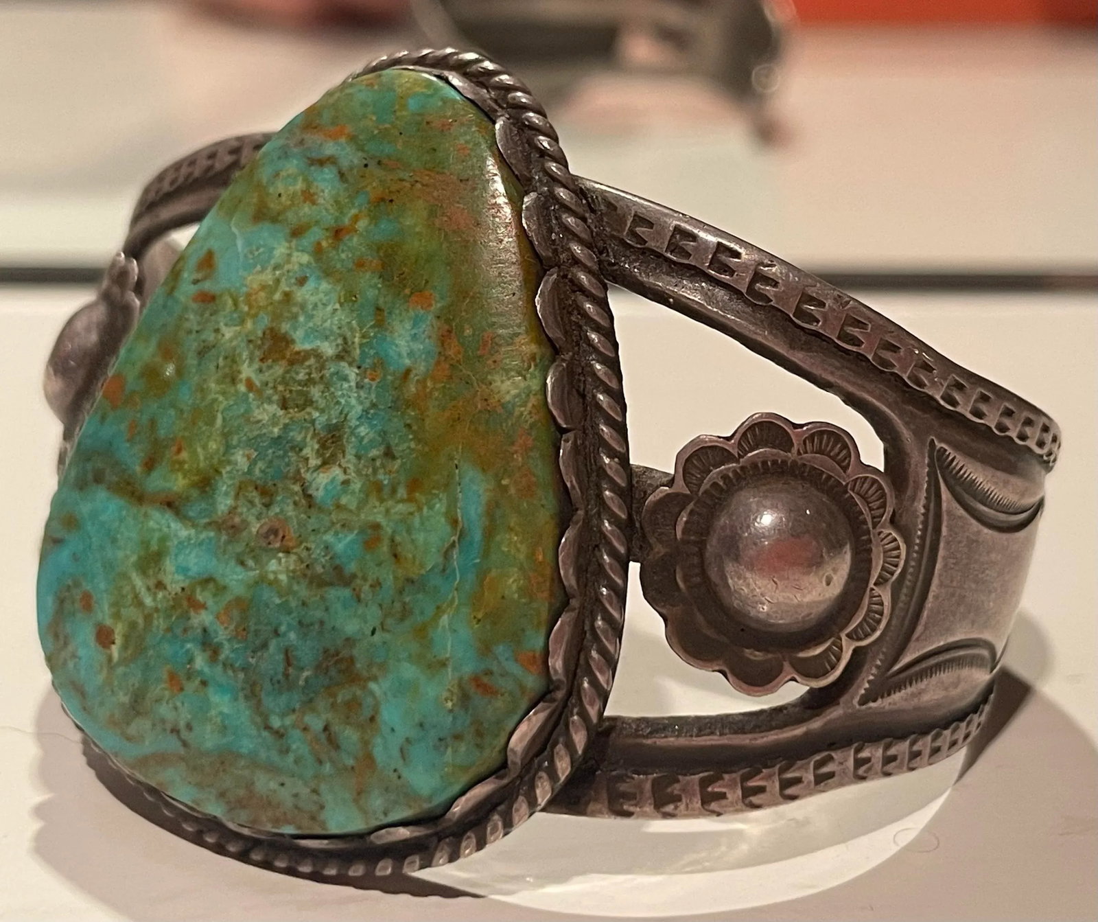 Old Pawn Silver and Turquoise Bracelet/Cuff - 7