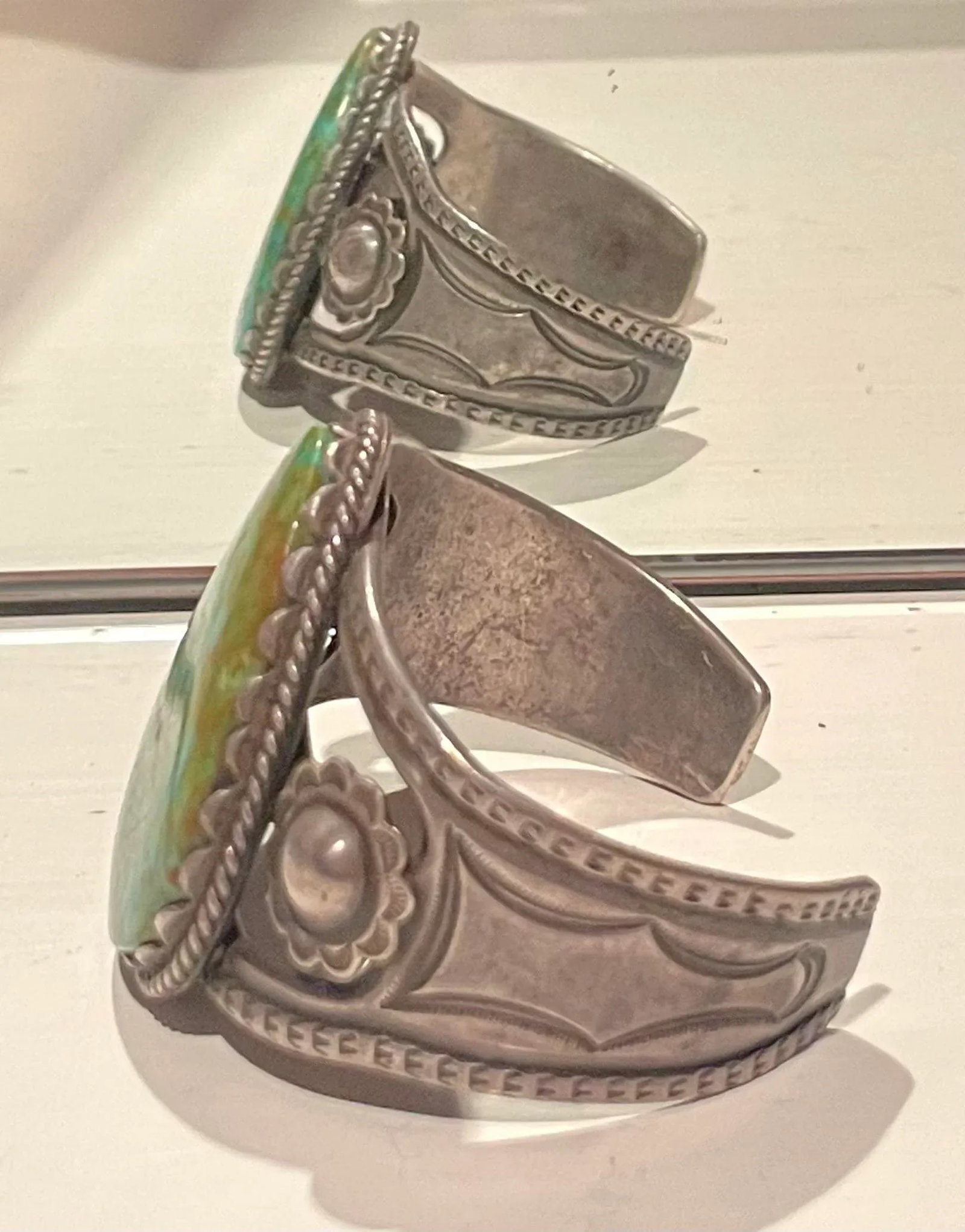Old Pawn Silver and Turquoise Bracelet/Cuff - 9