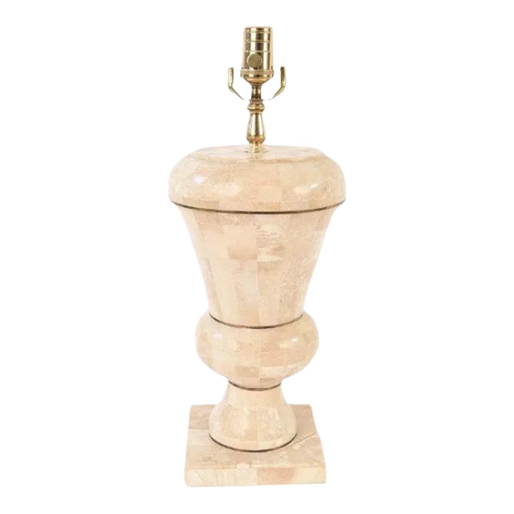 Late 20th Century Maitland Smith Tesselated Stone Table Lamp, Brass Accent, Square Base: Maitland Smith Tesselated stone table lamp, brass accent, square base. Lampshade NOT included. Condition: Alterations: Original Condition Unaltered Imperfections: Some Imperfections Condition Notes: W