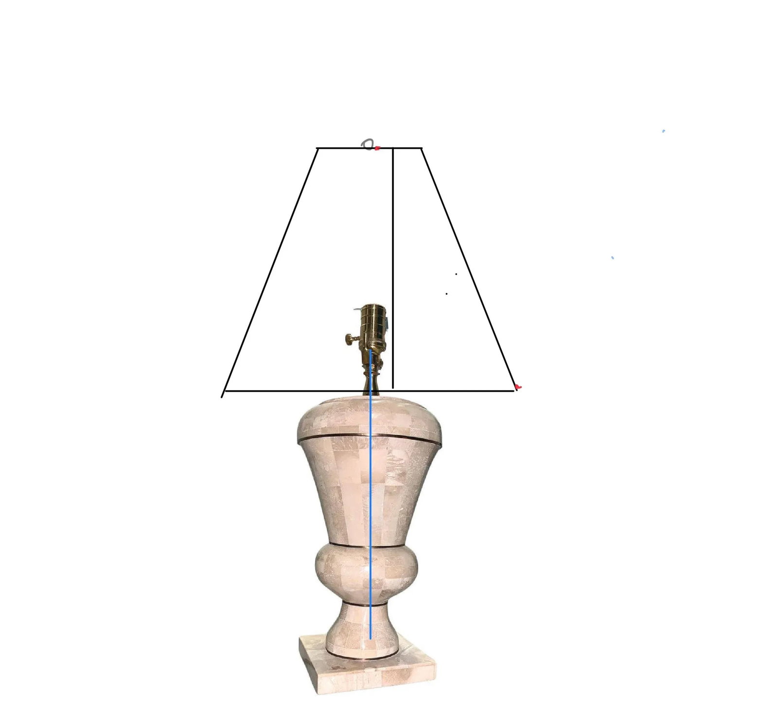 Late 20th Century Maitland Smith Tesselated Stone Table Lamp, Brass Accent, Square Base - 5
