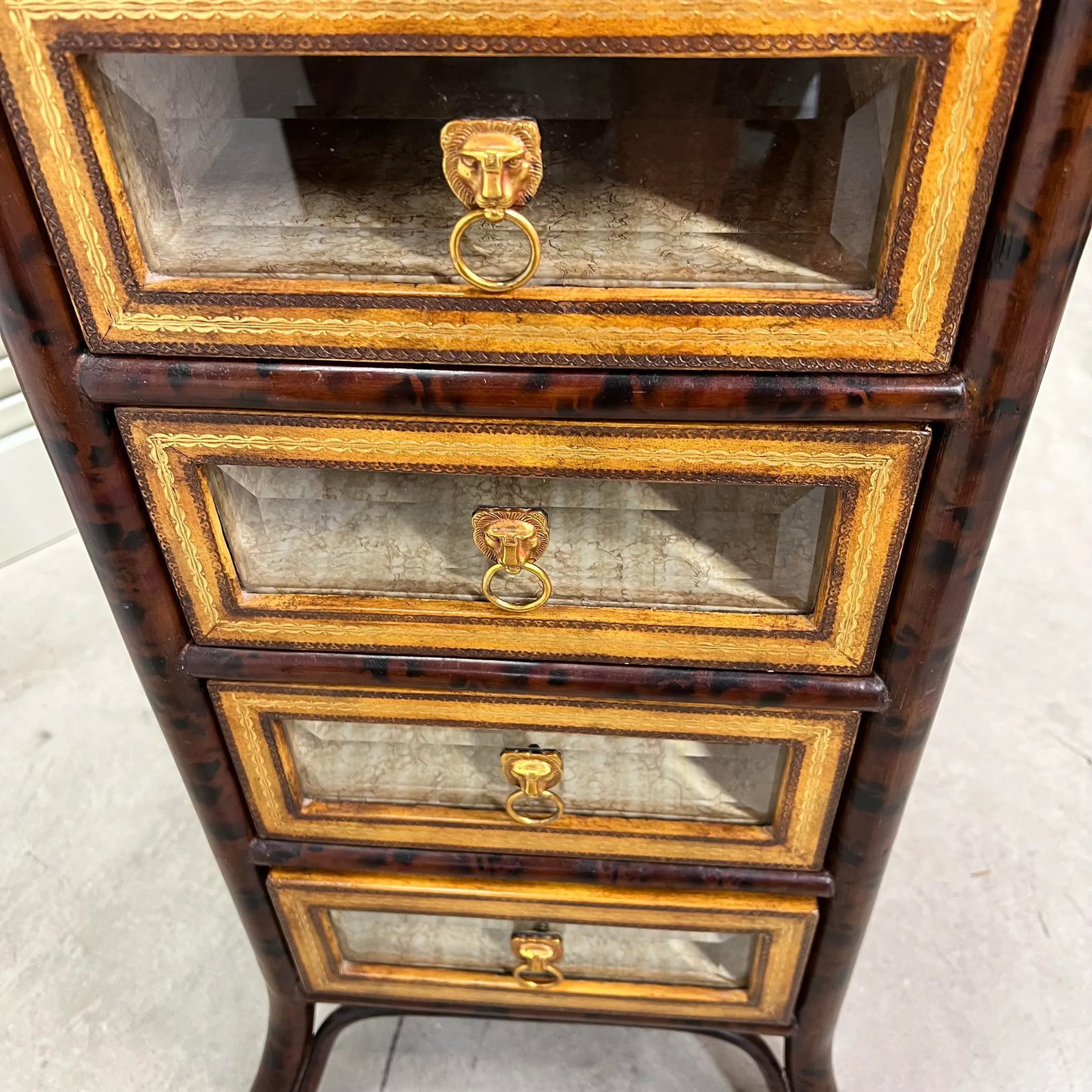 Maitland-Smith Faux Tortoise Shell Bamboo Campaign Style Seven Drawer Chest - 8