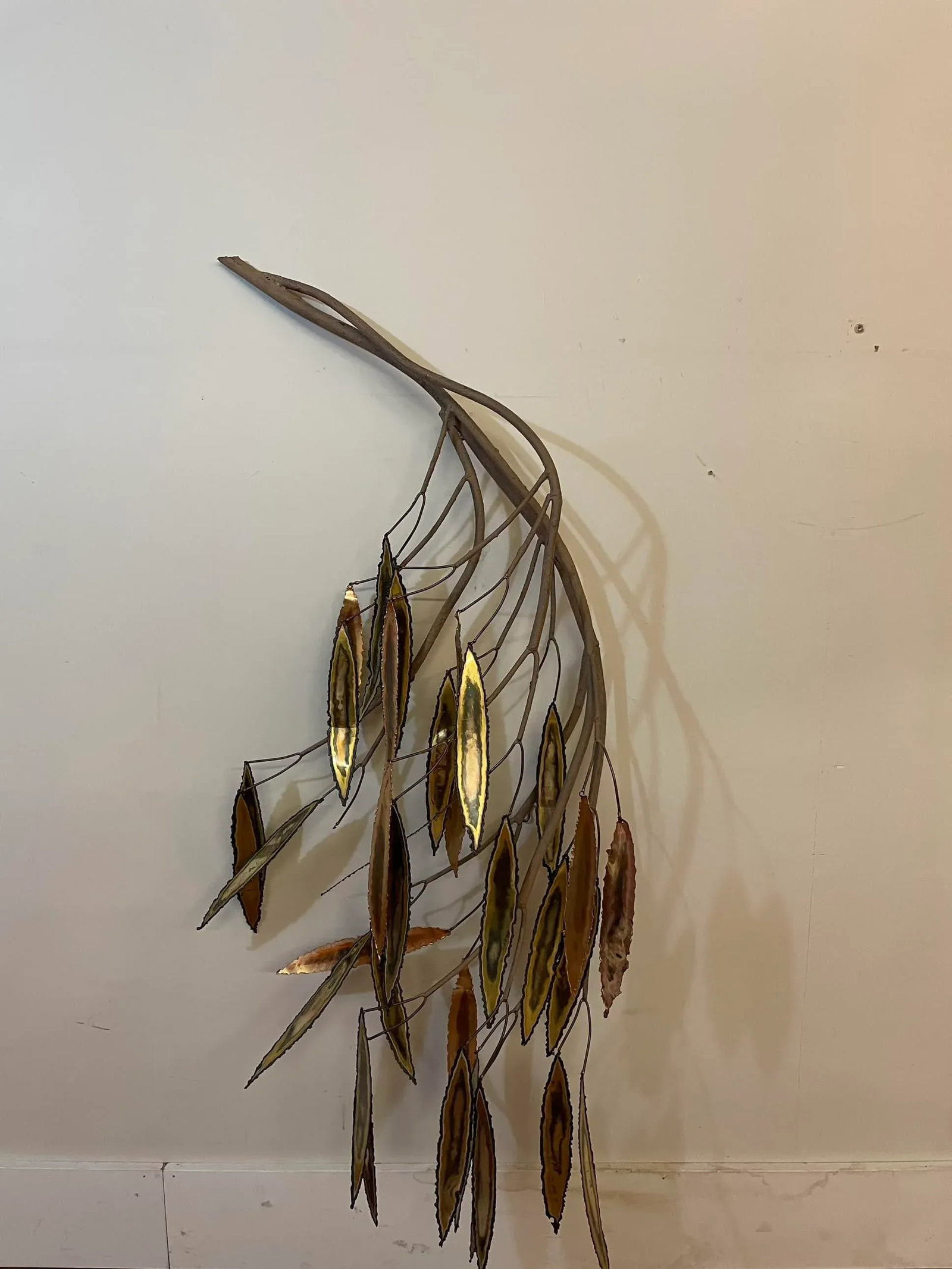 Vintage Curtis Jere Wall Sculpture With a Branch and Leaves - 11