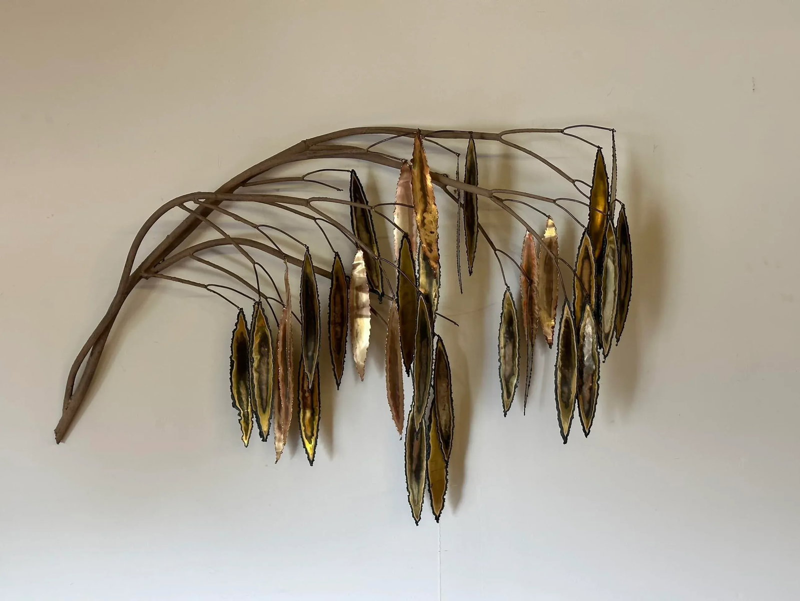 Vintage Curtis Jere Wall Sculpture With a Branch and Leaves - 13