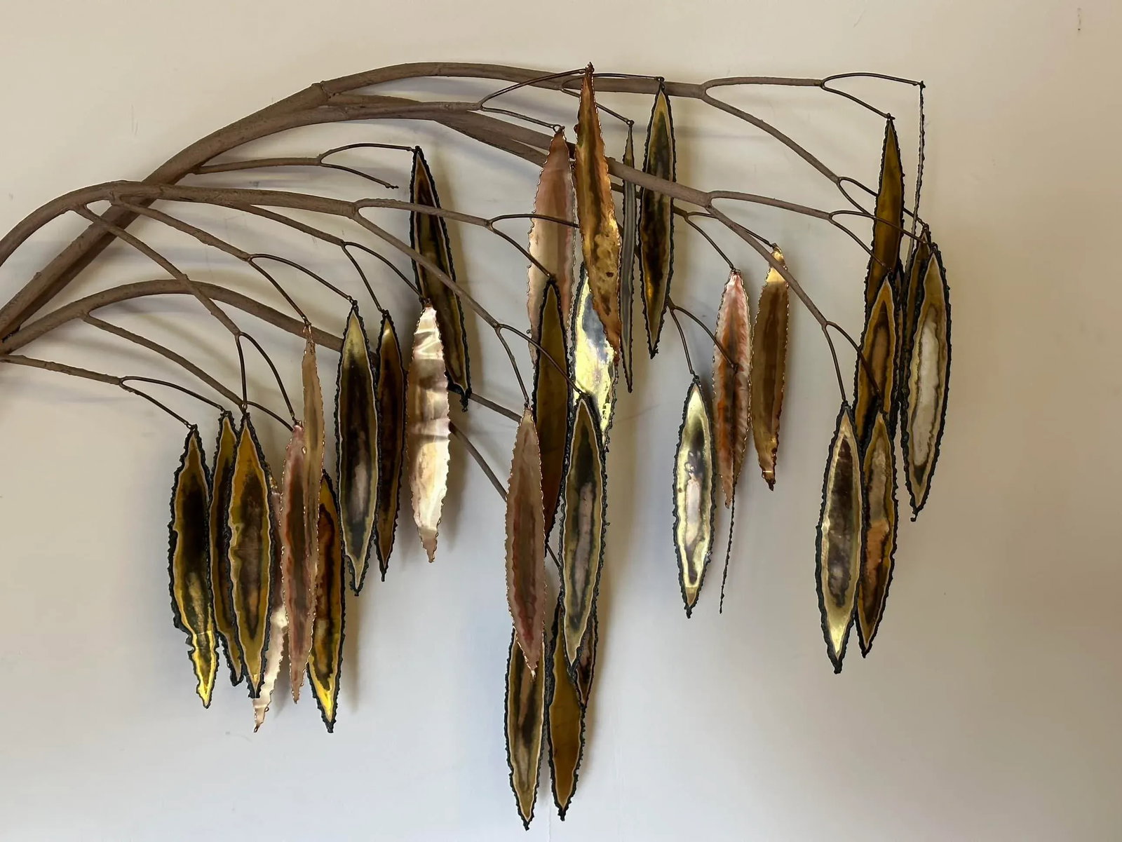 Vintage Curtis Jere Wall Sculpture With a Branch and Leaves - 2