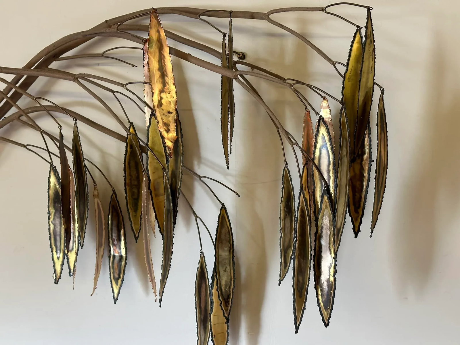 Vintage Curtis Jere Wall Sculpture With a Branch and Leaves - 3