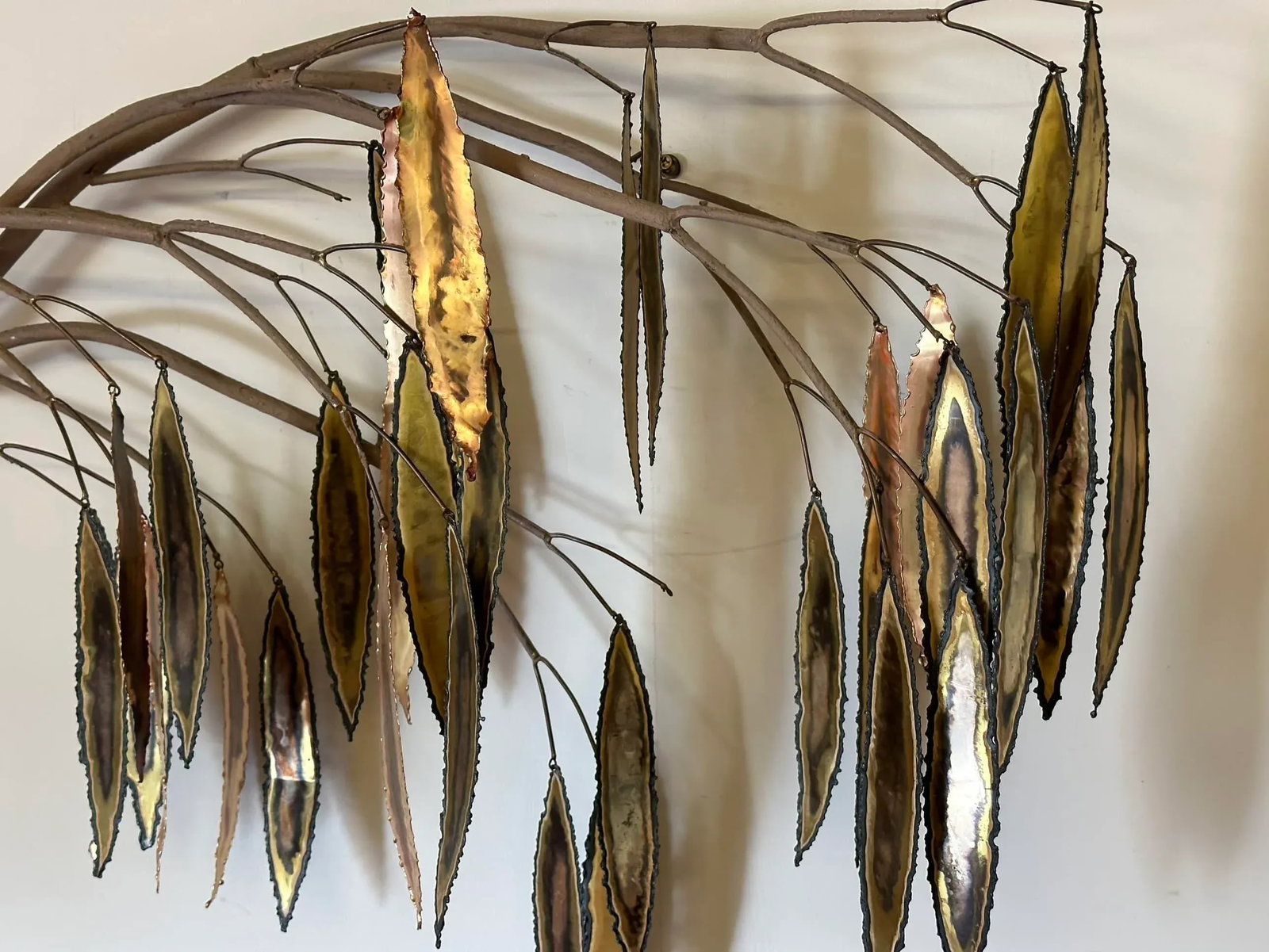 Vintage Curtis Jere Wall Sculpture With a Branch and Leaves - 4