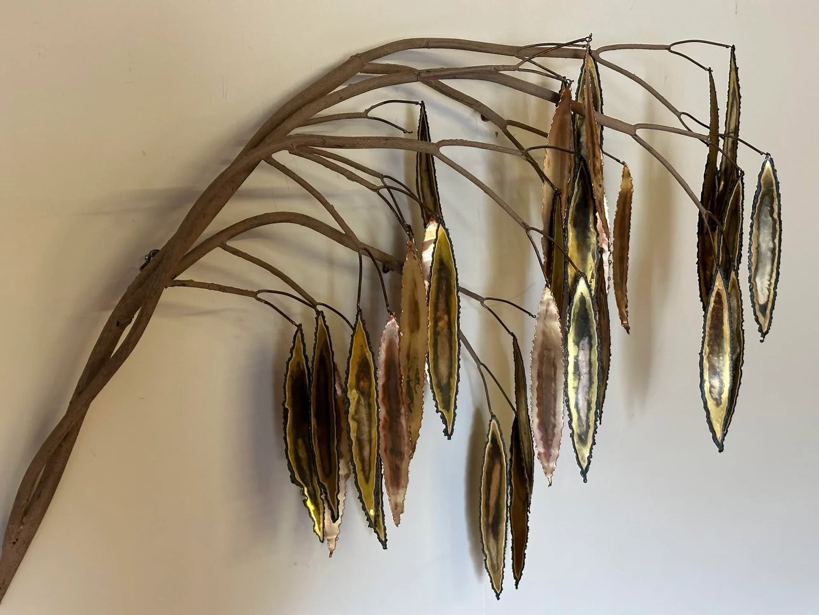 Vintage Curtis Jere Wall Sculpture With a Branch and Leaves - 5