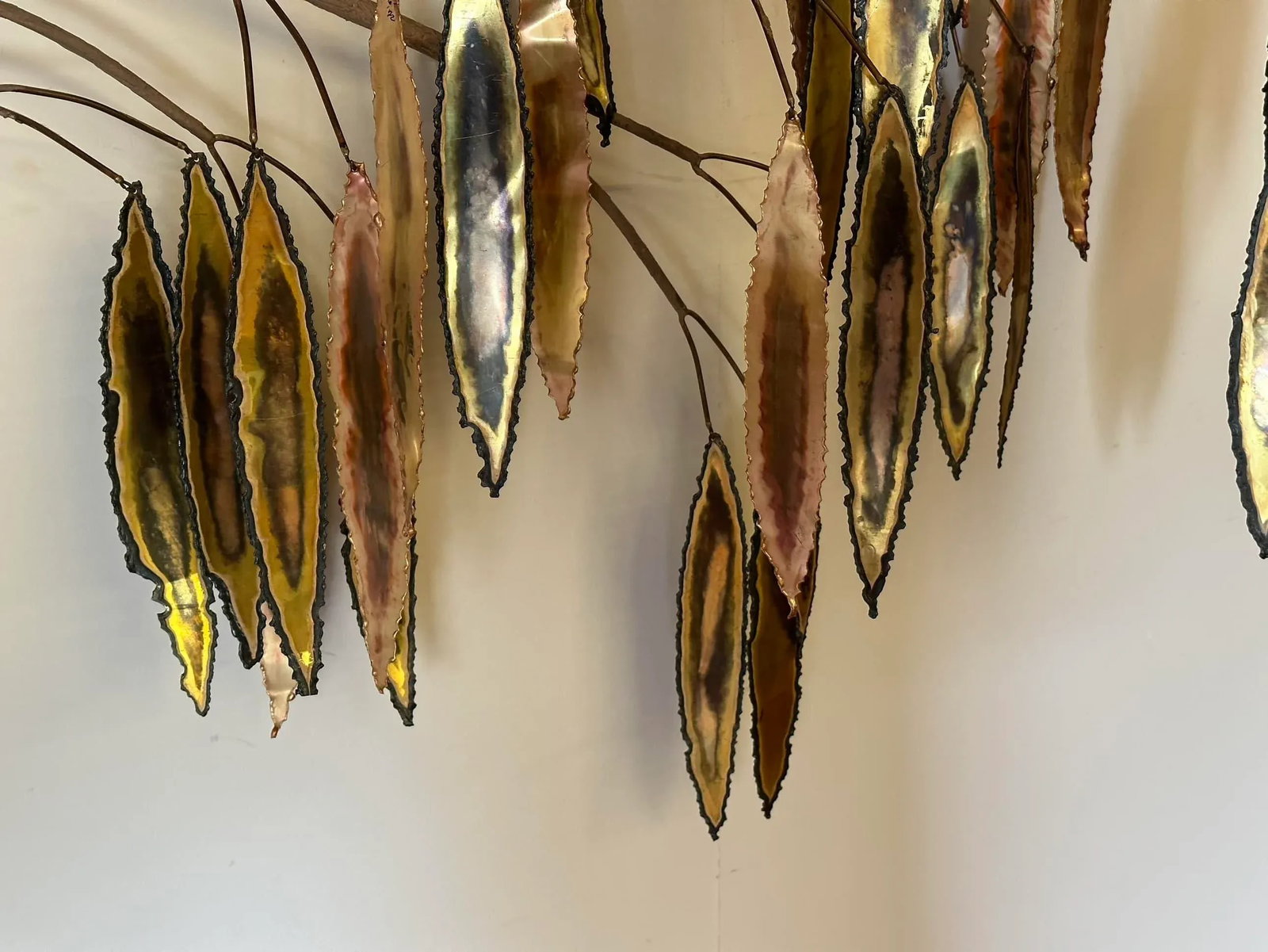 Vintage Curtis Jere Wall Sculpture With a Branch and Leaves - 6
