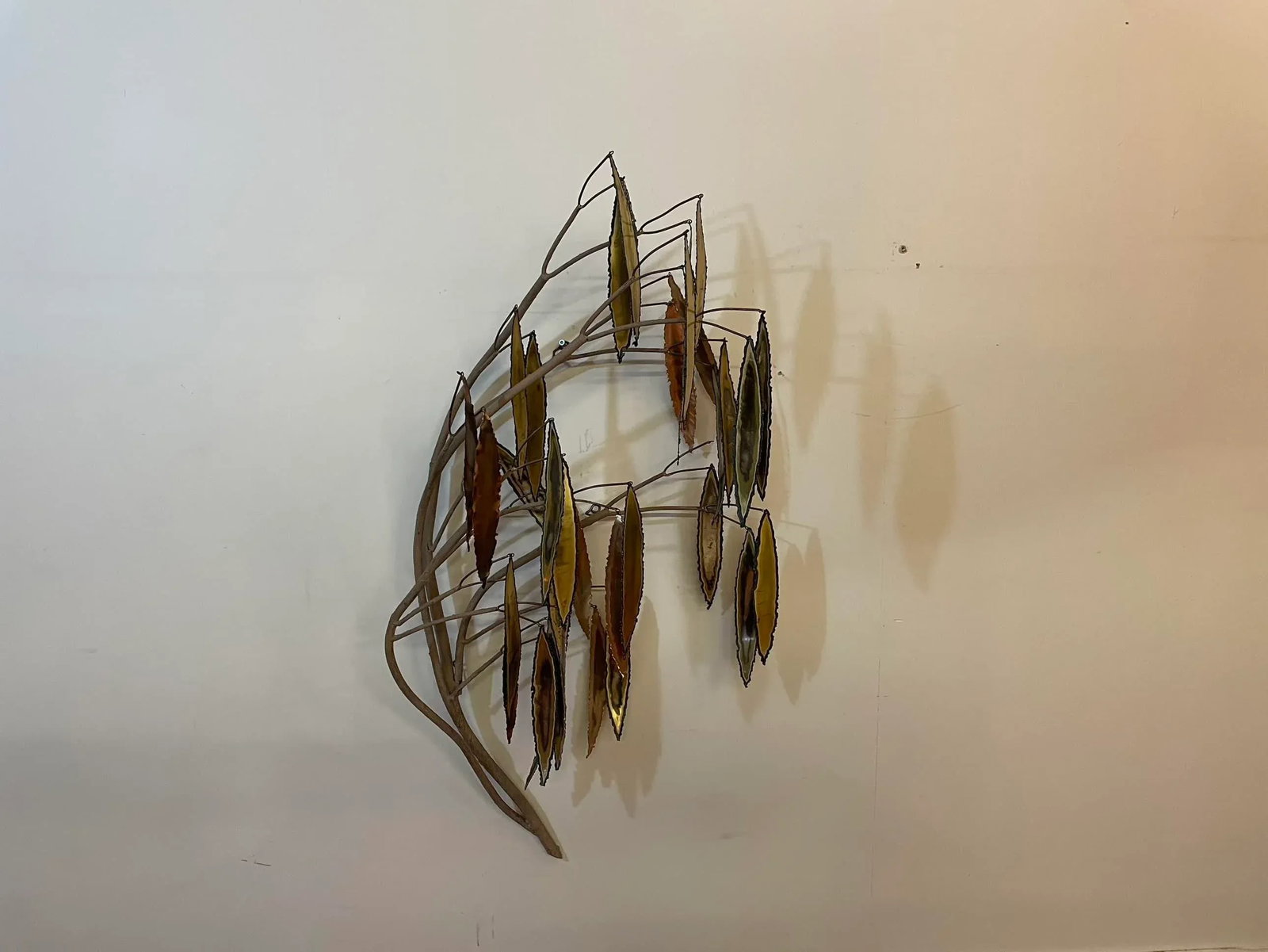 Vintage Curtis Jere Wall Sculpture With a Branch and Leaves - 9