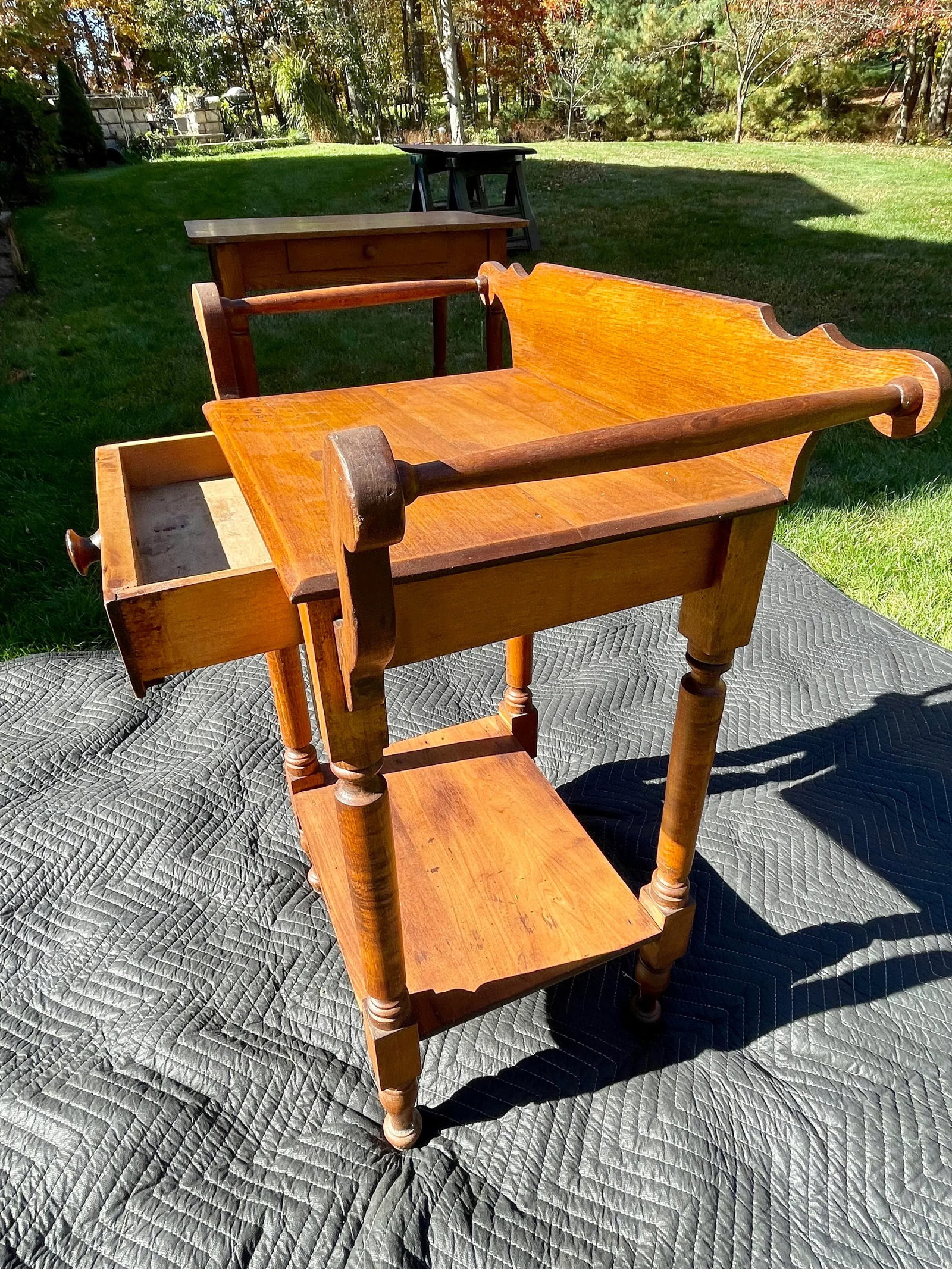 Antique Mixed Wood Washstand - 6