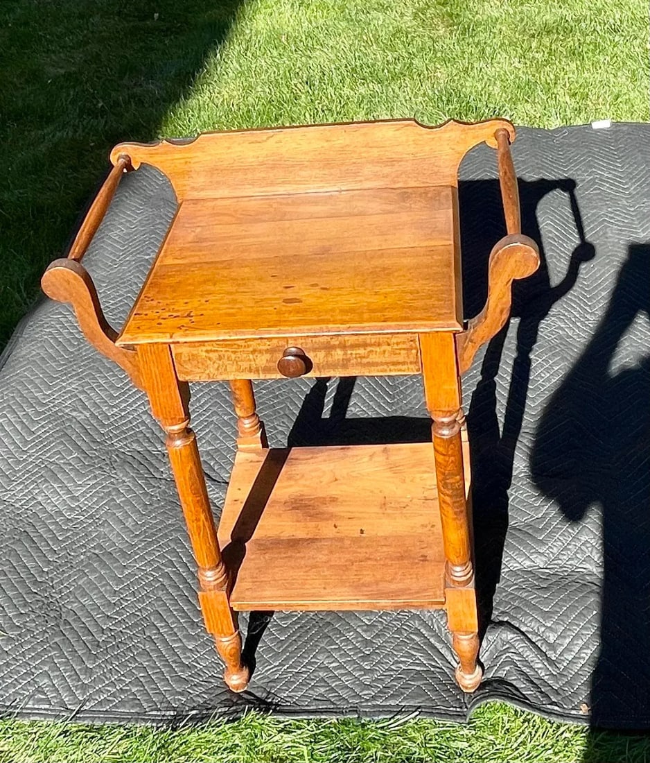 Antique Mixed Wood Washstand - 9