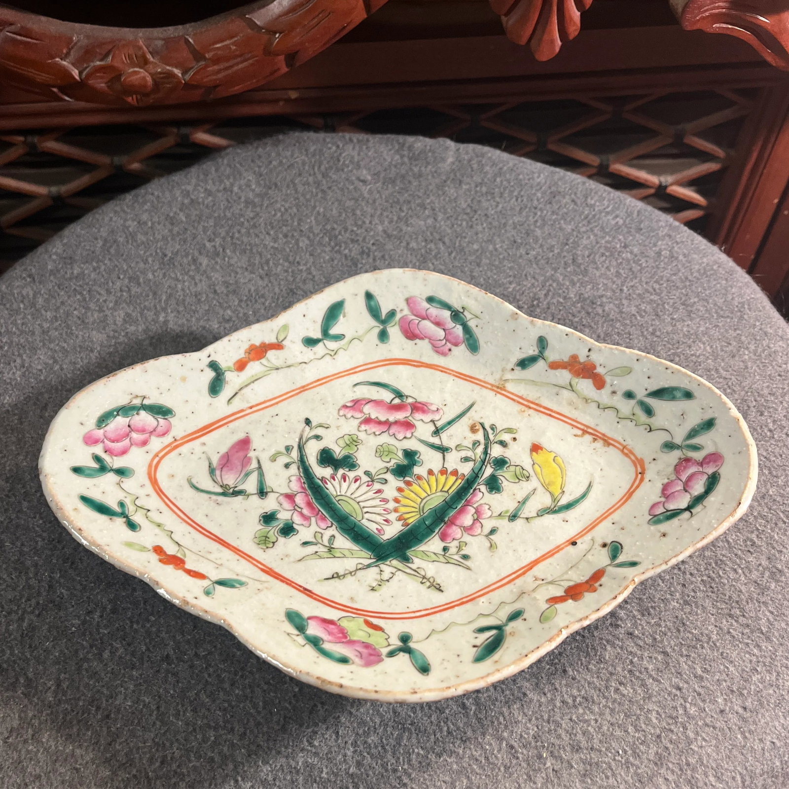 Antique Chinese Export Famille Rose Pedestal Plate - 5