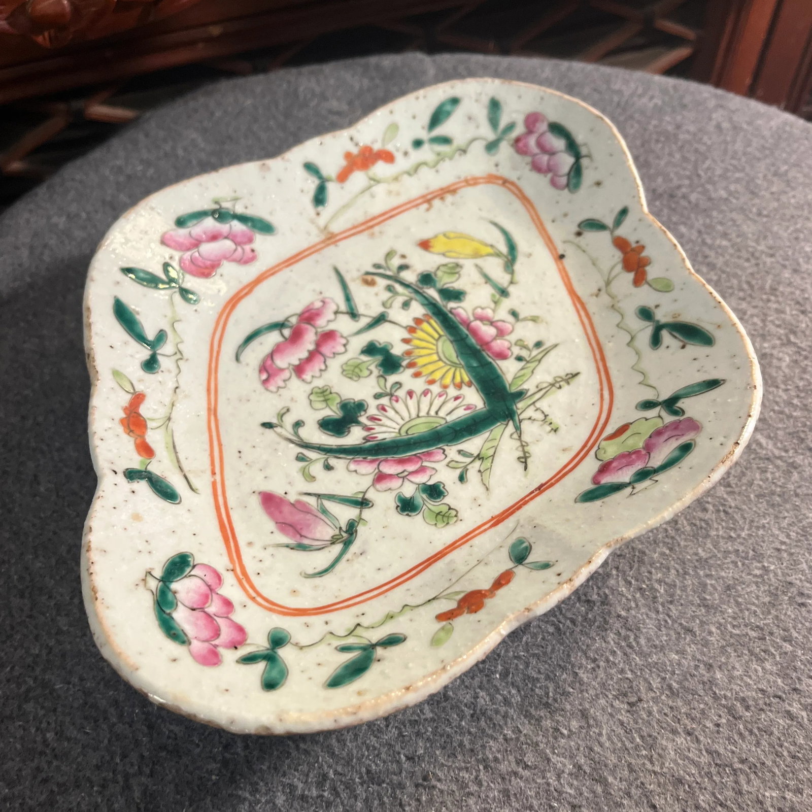Antique Chinese Export Famille Rose Pedestal Plate - 8