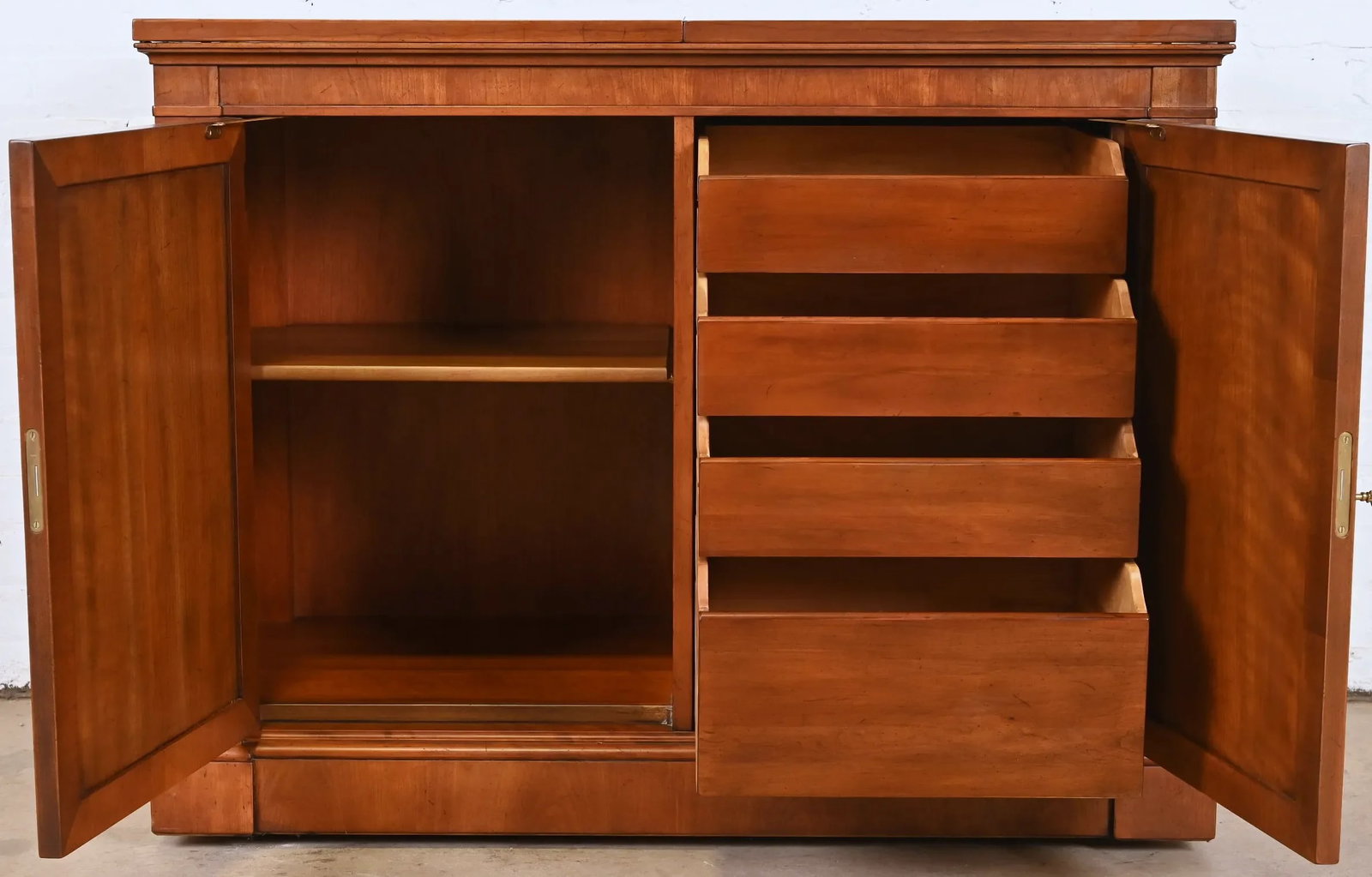 Kindel Grand Rapids 'Milano' Cherry Wood Rolling Buffet Server or Dry Bar - 1960s - 2
