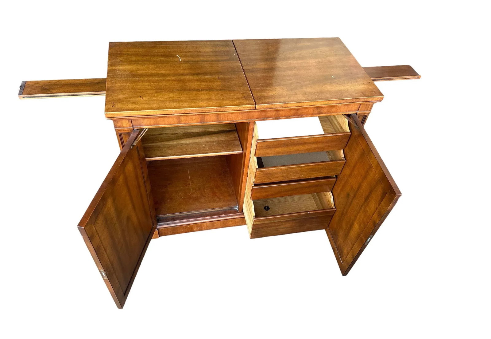 Kindel Grand Rapids 'Milano' Cherry Wood Rolling Buffet Server or Dry Bar - 1960s - 9
