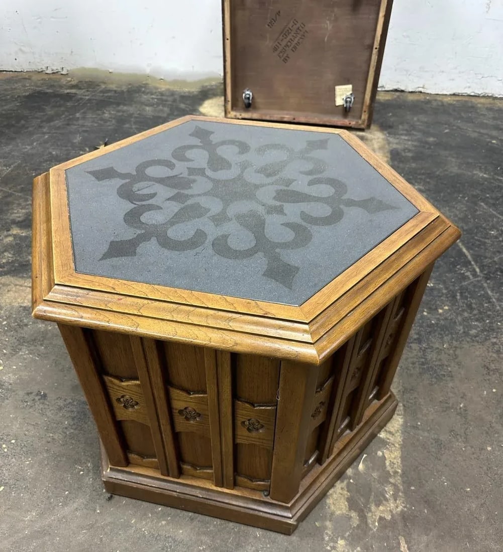 Jim Peed Drexel Esperanto Hexagon Table With Slate Top - 1960s Spanish Revival - 7