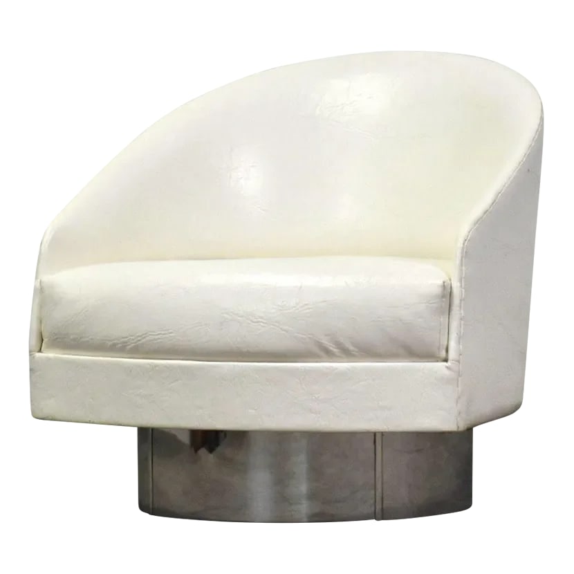 Adrian Pearsall White and Chrome Swivel Lounge Chair (1 of 10)