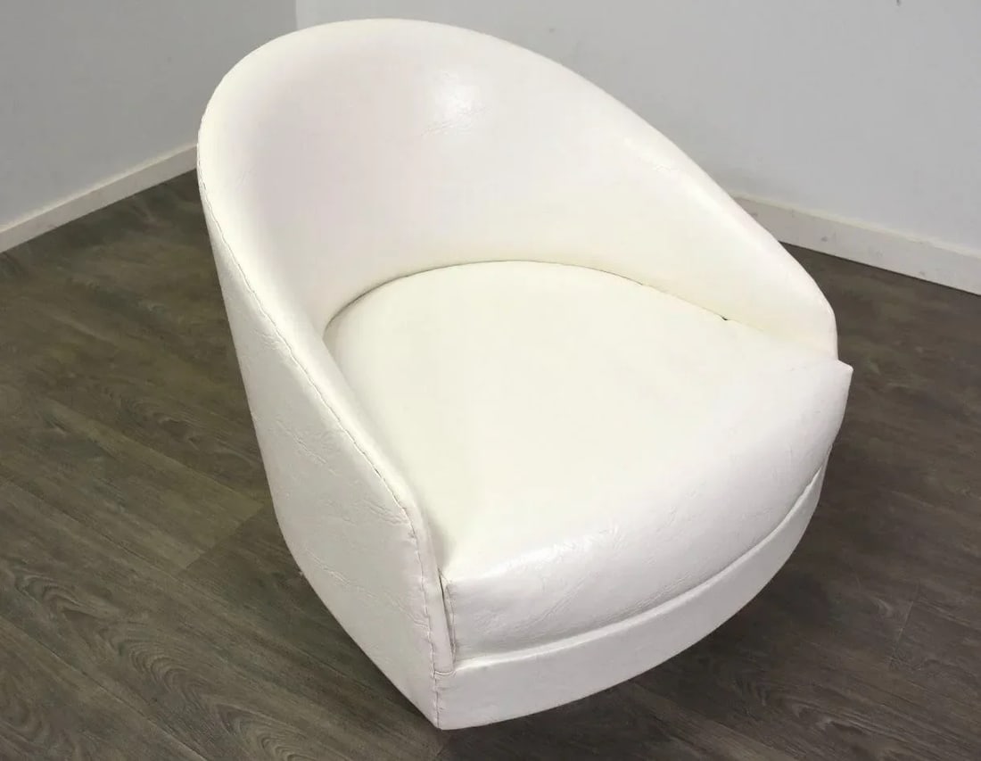 Adrian Pearsall White and Chrome Swivel Lounge Chair - 5