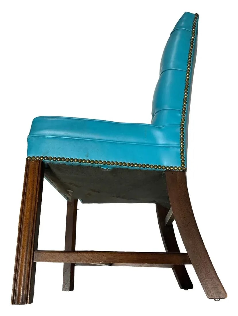 Drexel Vintage Mid Century Teal Button Tufted Accent Chairs - a Pair - 3