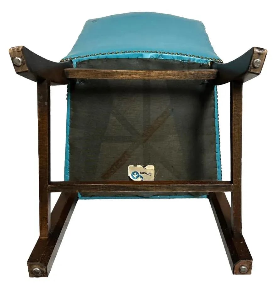 Drexel Vintage Mid Century Teal Button Tufted Accent Chairs - a Pair - 6