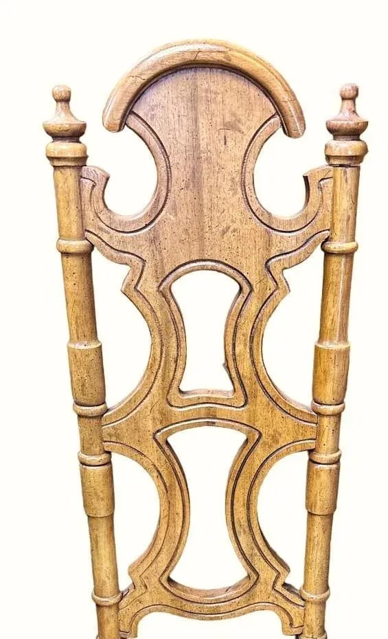 Jim Peed Drexel 1960s Spanish Style Pecan Wood Dining Chairs - Set of 4 - 2