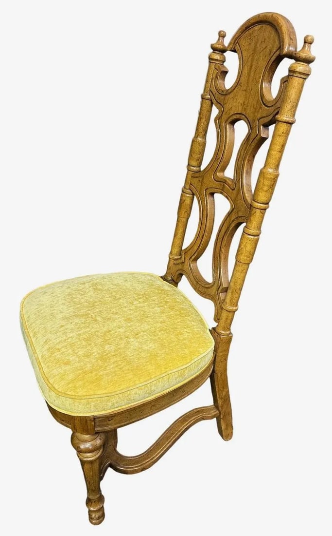 Jim Peed Drexel 1960s Spanish Style Pecan Wood Dining Chairs - Set of 4 - 5