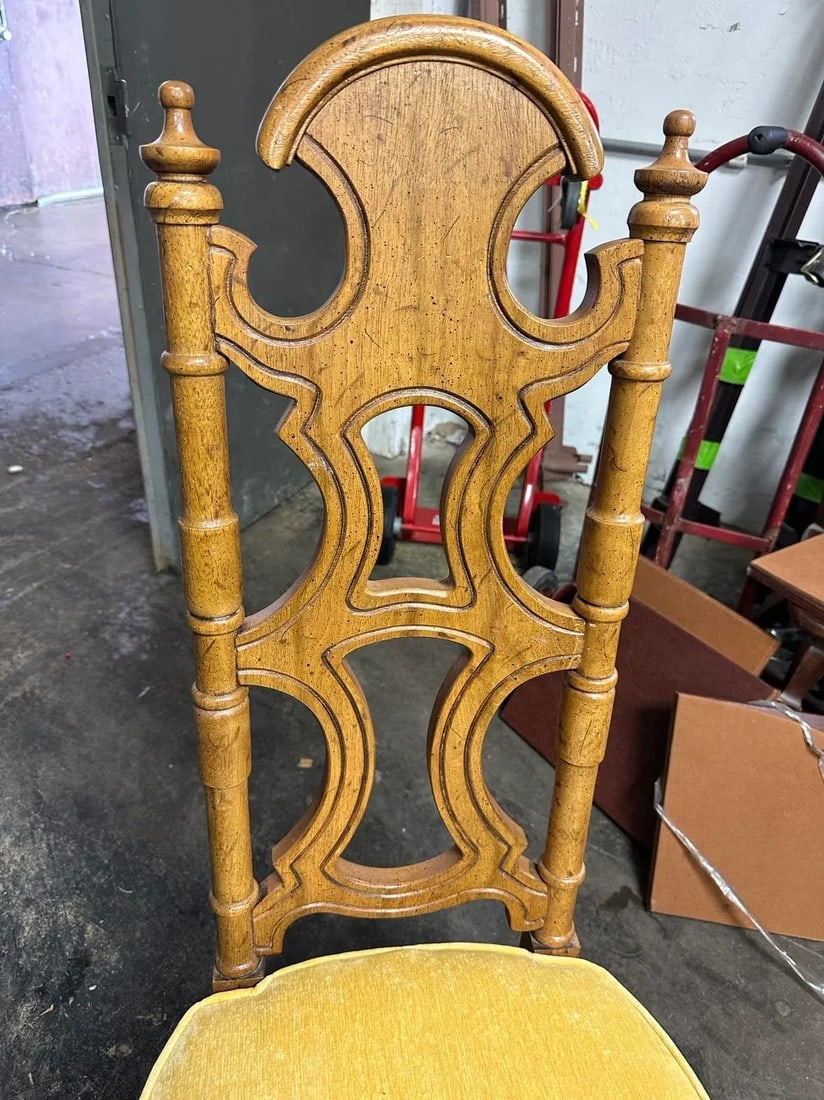 Jim Peed Drexel 1960s Spanish Style Pecan Wood Dining Chairs - Set of 4 - 7