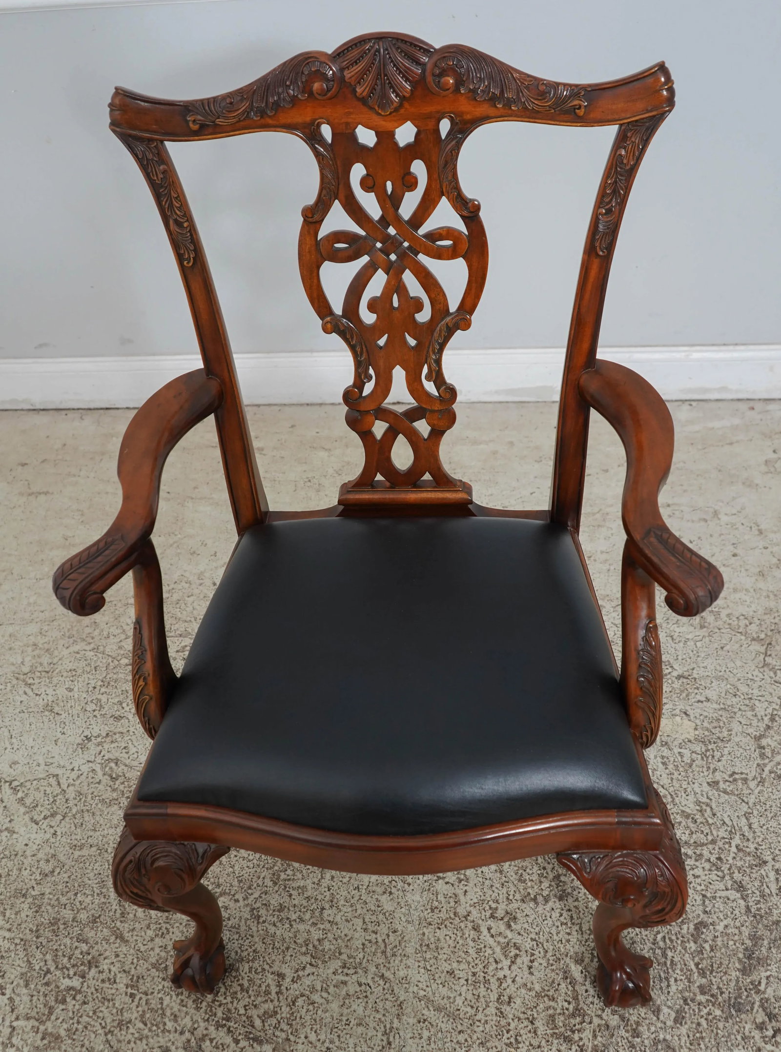 Pair Maitland Smith Ball & Claw Mahogany Armchairs - 2