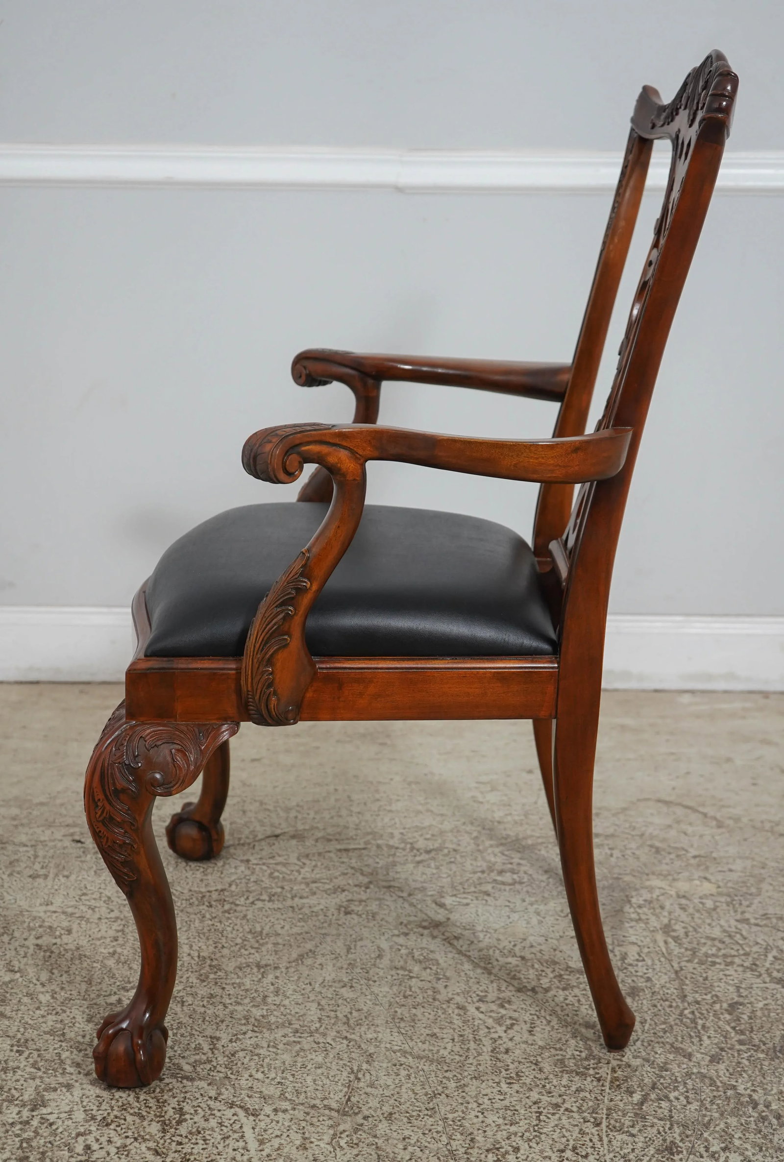 Pair Maitland Smith Ball & Claw Mahogany Armchairs - 3