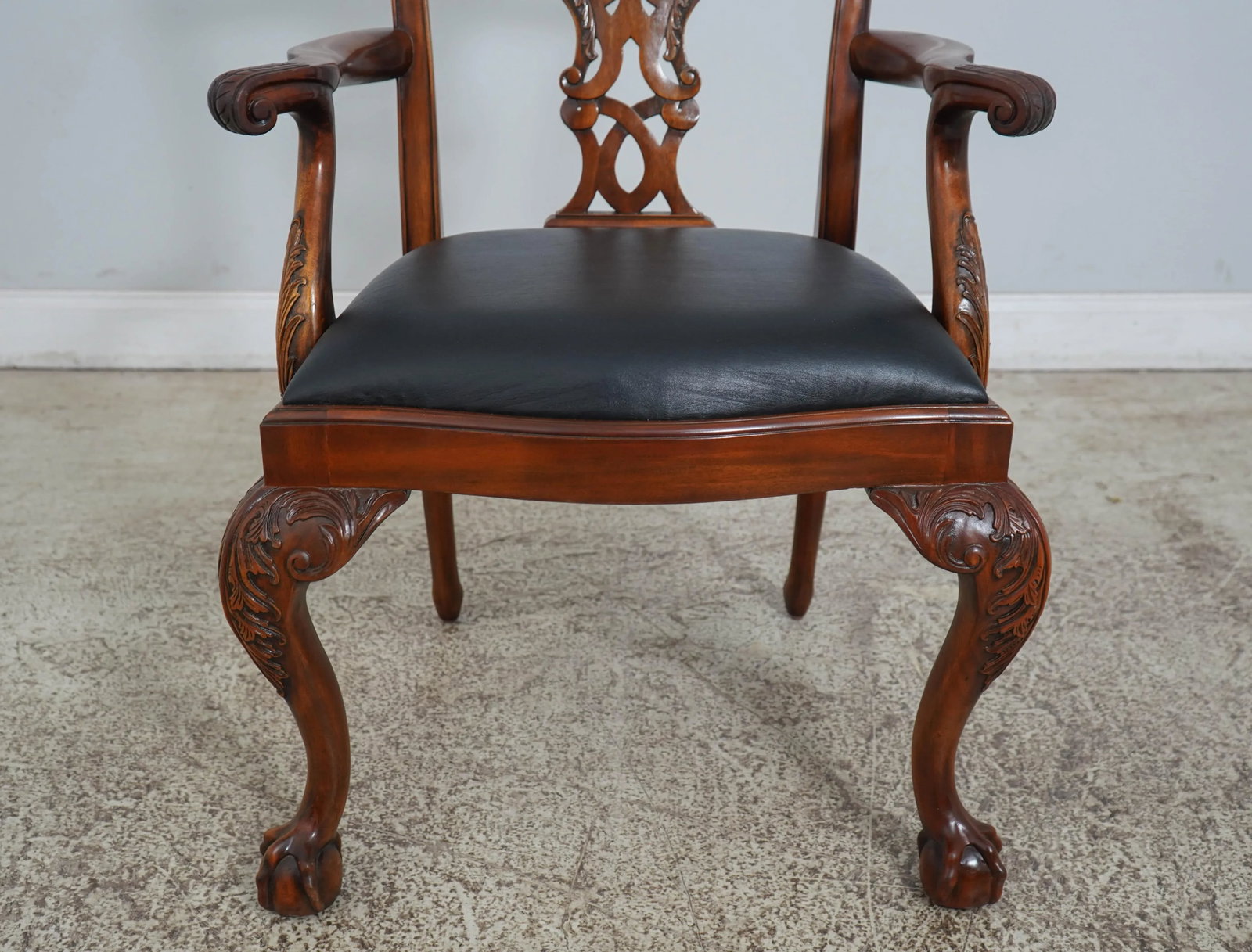 Pair Maitland Smith Ball & Claw Mahogany Armchairs - 6