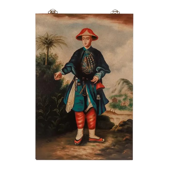Chinese School, 19th Century Portrait Painting of an "Emperor Holding a Bird" (1 of 12)