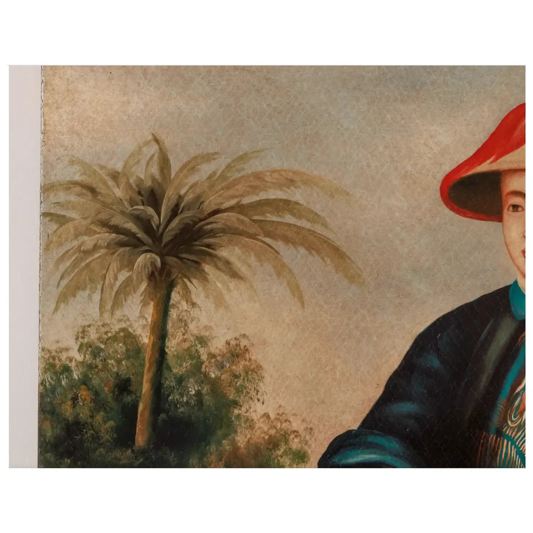 Chinese School, 19th Century Portrait Painting of an "Emperor Holding a Bird" - 3